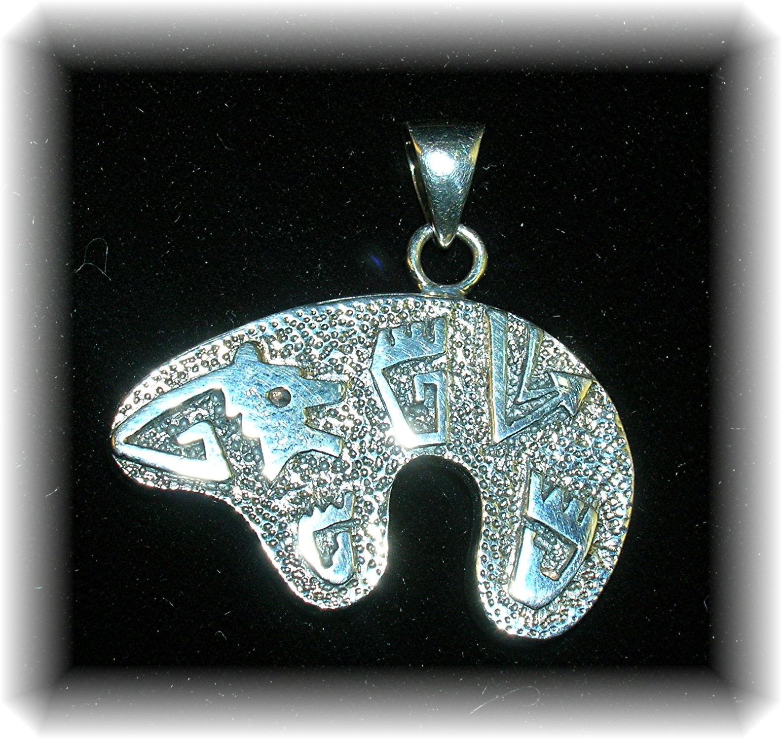 Sterling Silver Black Onyx and Oal Bear Pendant
