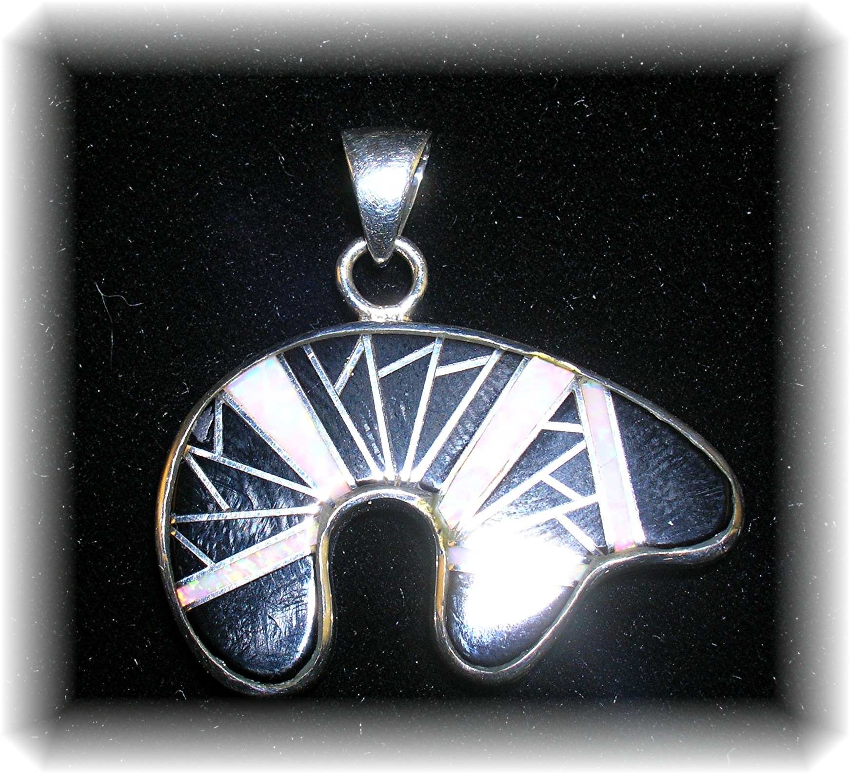 Sterling Silver Black Onyx and Oal Bear Pendant