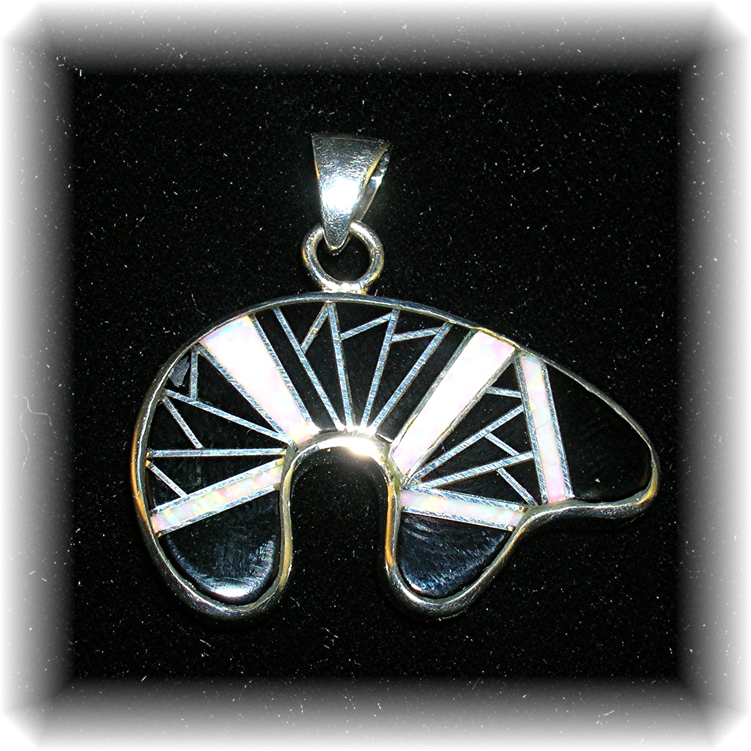 Sterling Silver Black Onyx and Oal Bear Pendant