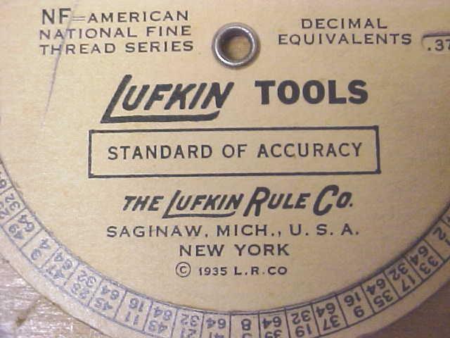 Lufkin Round Screw Thread Calculator 1935