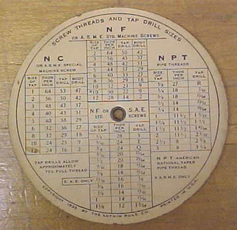 Lufkin Round Screw Thread Calculator 1935
