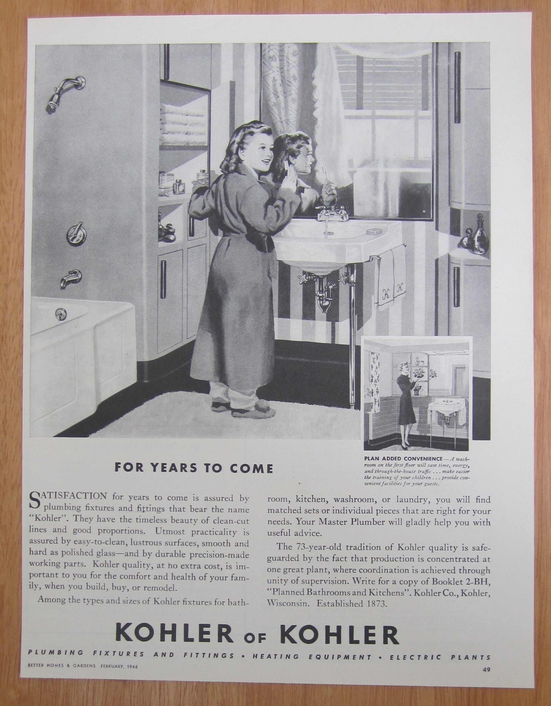 1946 Kohler Of Kohler with Little Girl Brushing Teeth