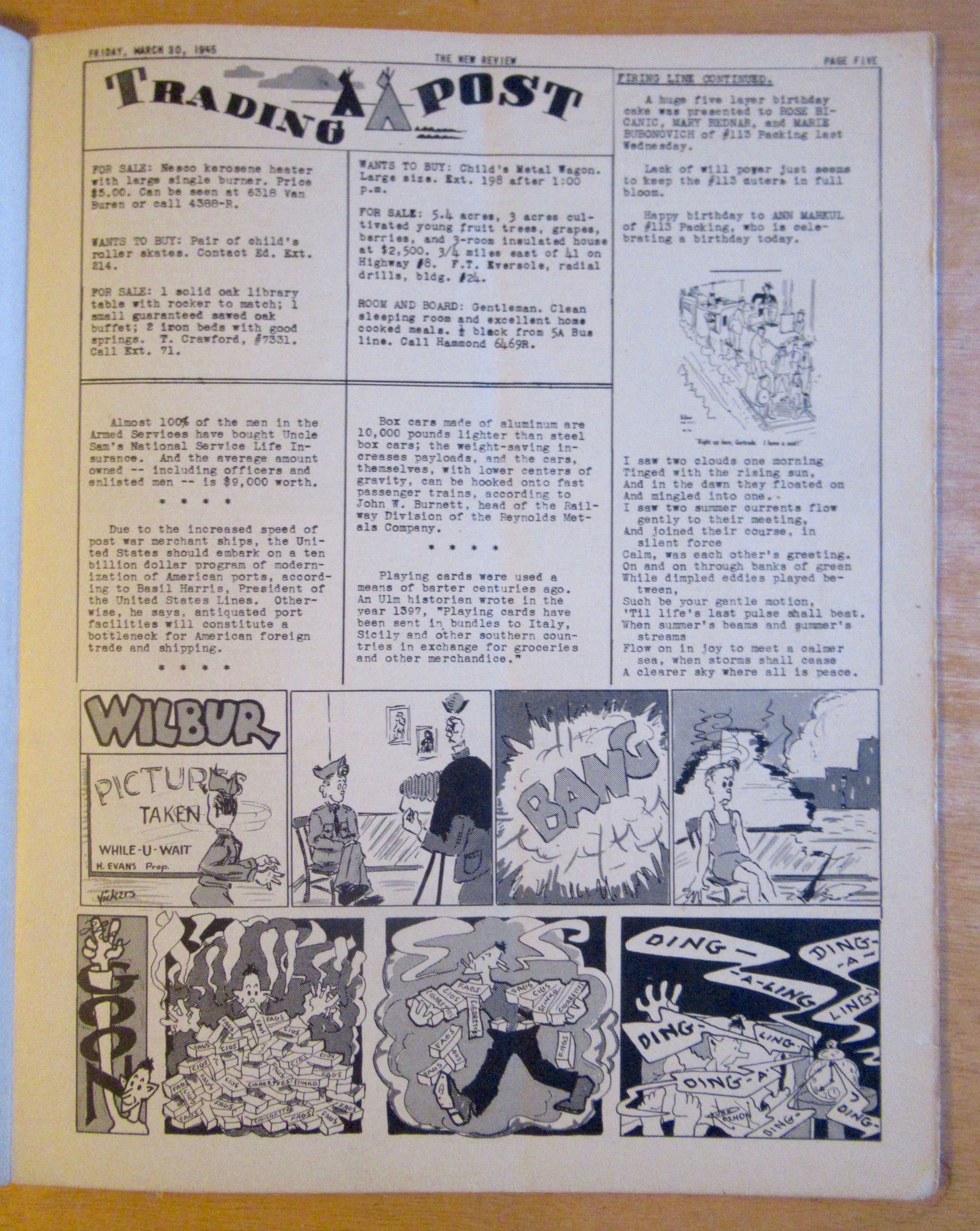 Original March 30, 1945 New Review Newsletter