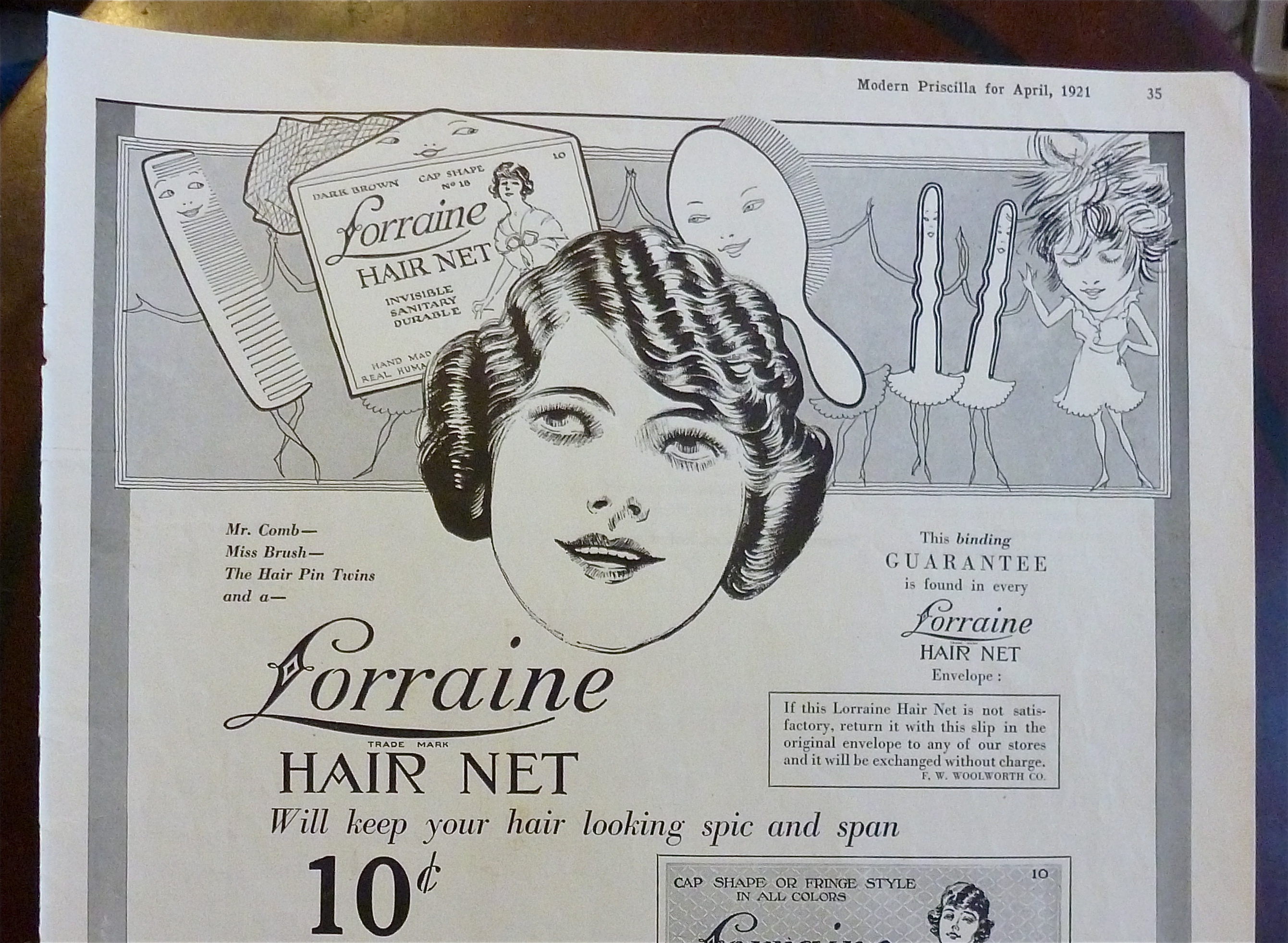 1921 Lorraine Hair Net with Woman Smiling