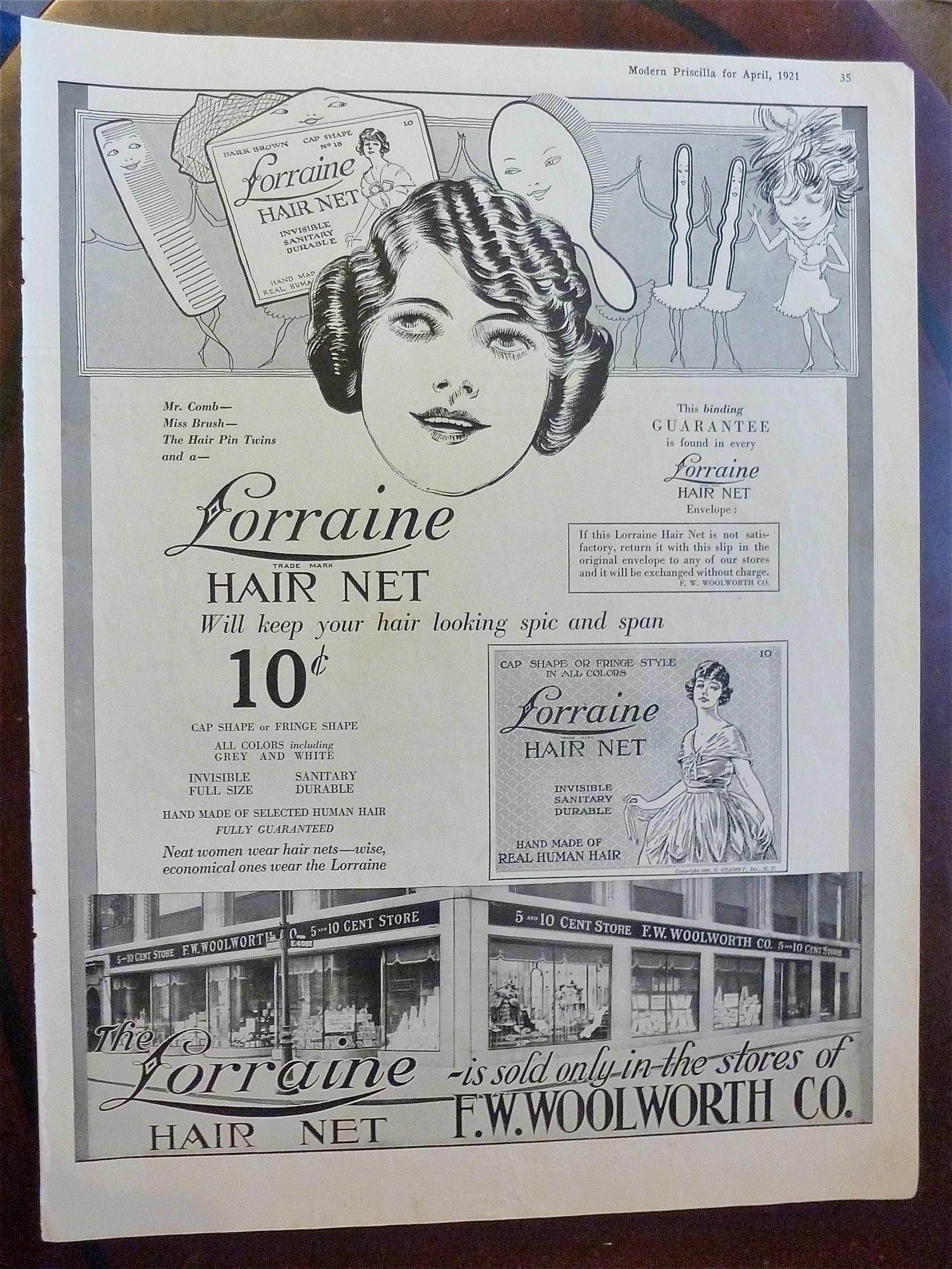 1921 Lorraine Hair Net with Woman Smiling
