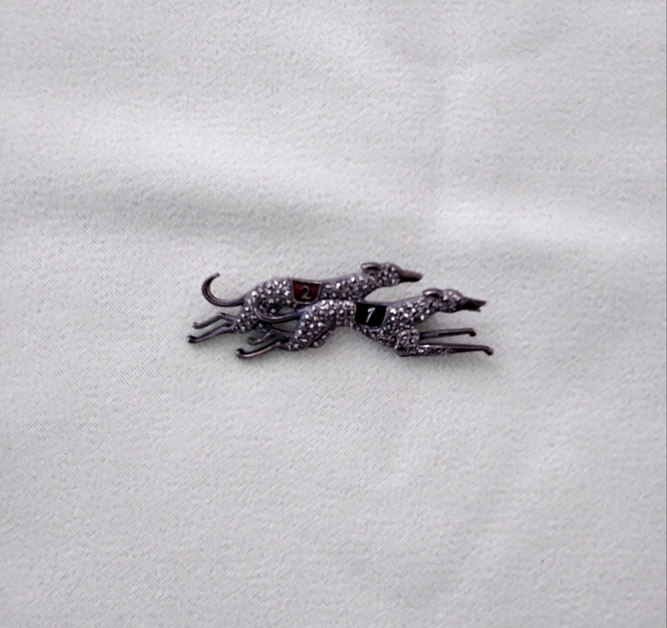 Sterling Silver Racing Greyhounds Brooch Pin