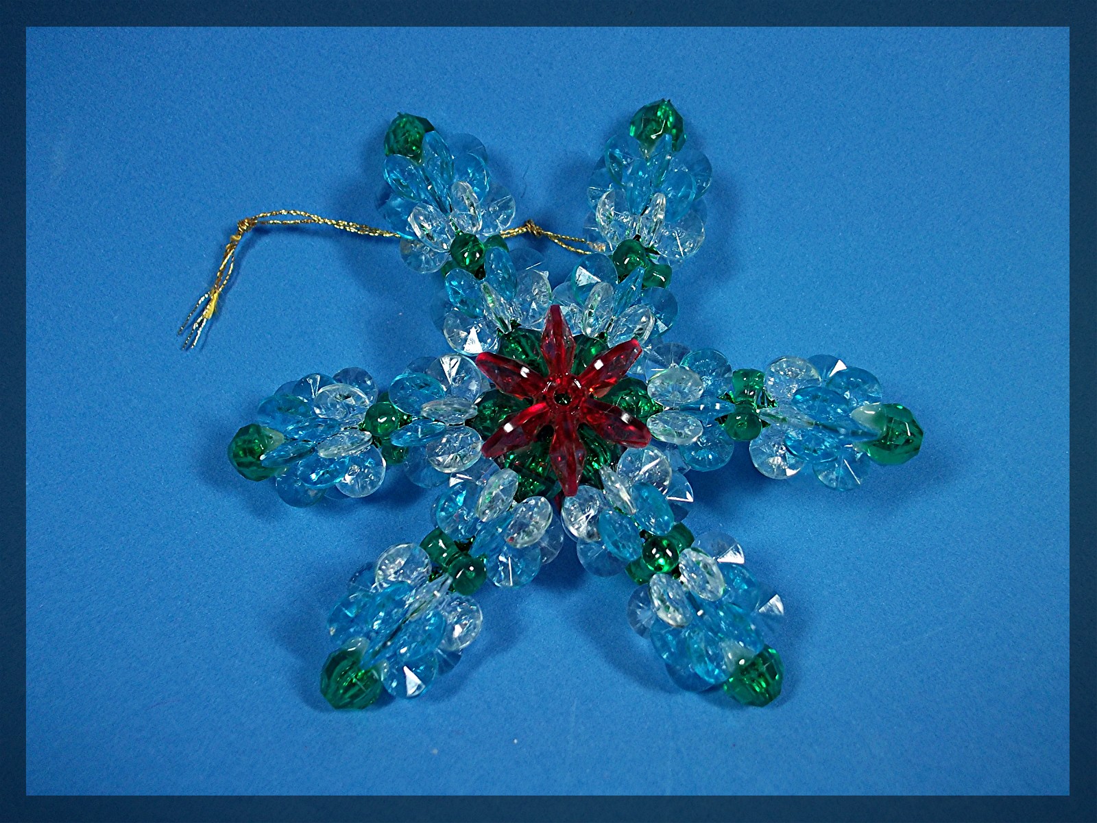Christmas Ornament  Snow Flake  Plastic Beads 60s