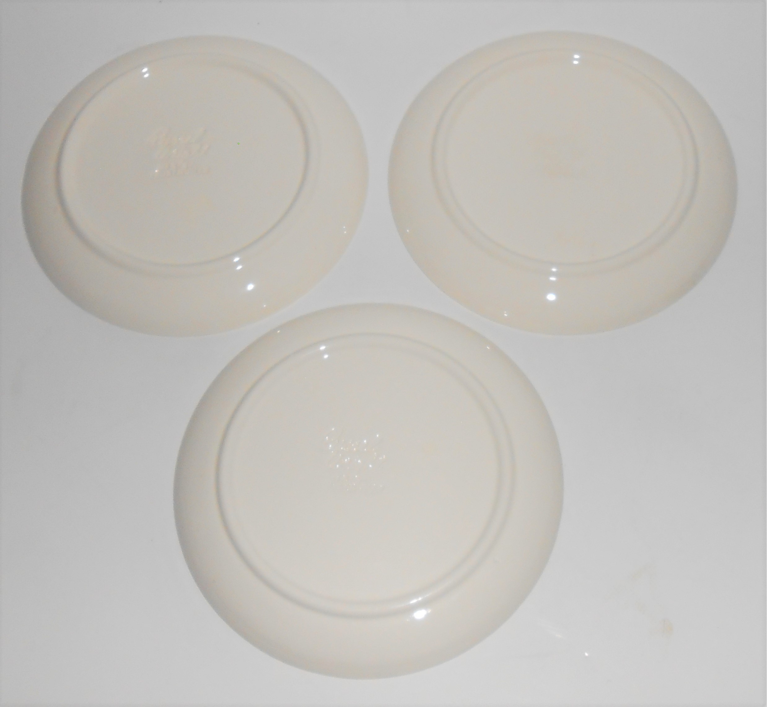 Russel Wright Pottery White A.M. Set/3 Bread Plates W/D