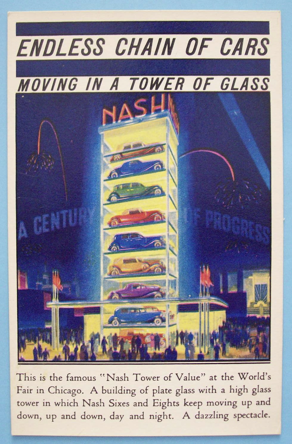 1933 Century Of Progress Nash Postcard