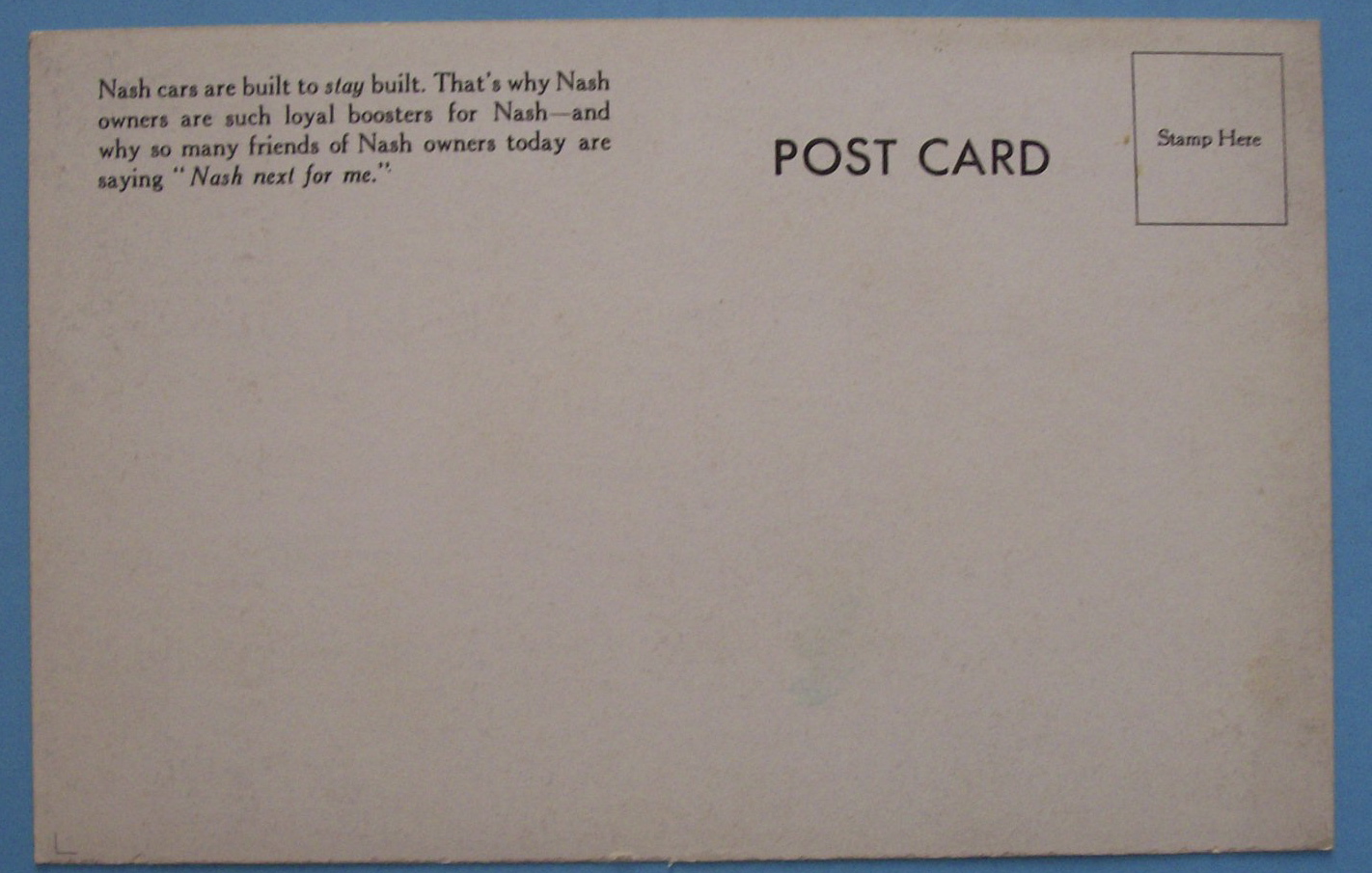 1933 Century Of Progress Nash Postcard