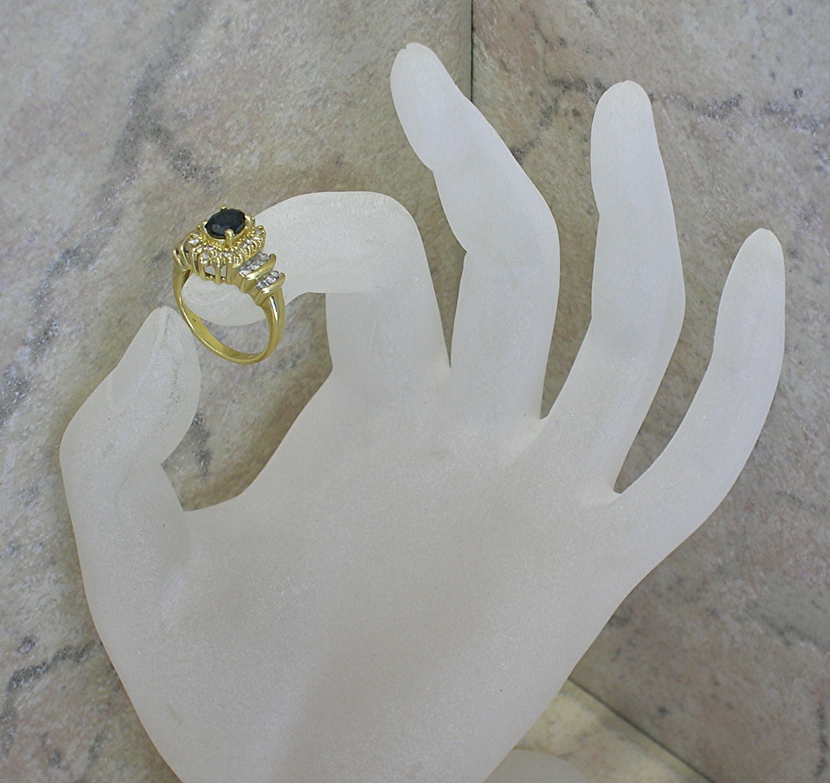 Ring 14K Yellow Gold 1ct Diamond 1ct Sapphire