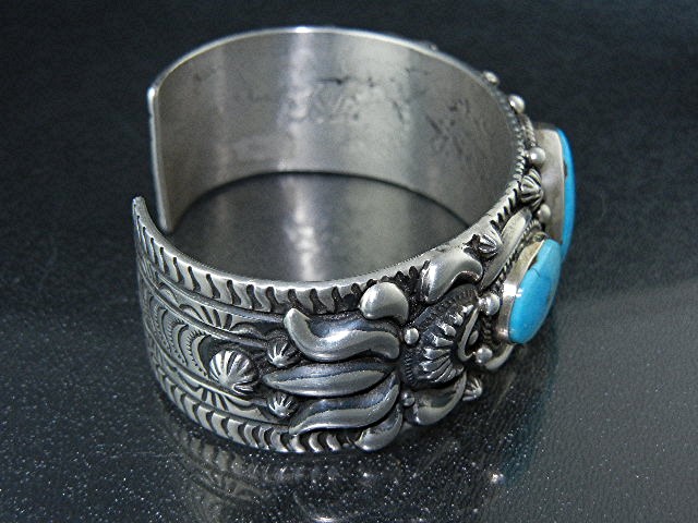 Darryl Becenti RIP Sterling Silver Turquoise Cuff