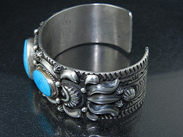 Darryl Becenti RIP Sterling Silver Turquoise Cuff
