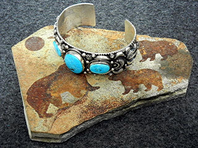 Darryl Becenti RIP Sterling Silver Turquoise Cuff