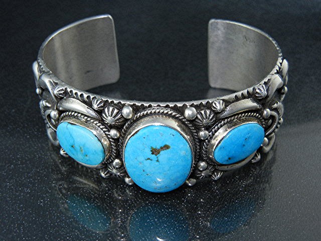 Darryl Becenti RIP Sterling Silver Turquoise Cuff