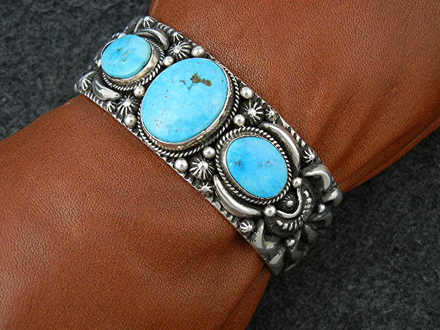 Darryl Becenti RIP Sterling Silver Turquoise Cuff
