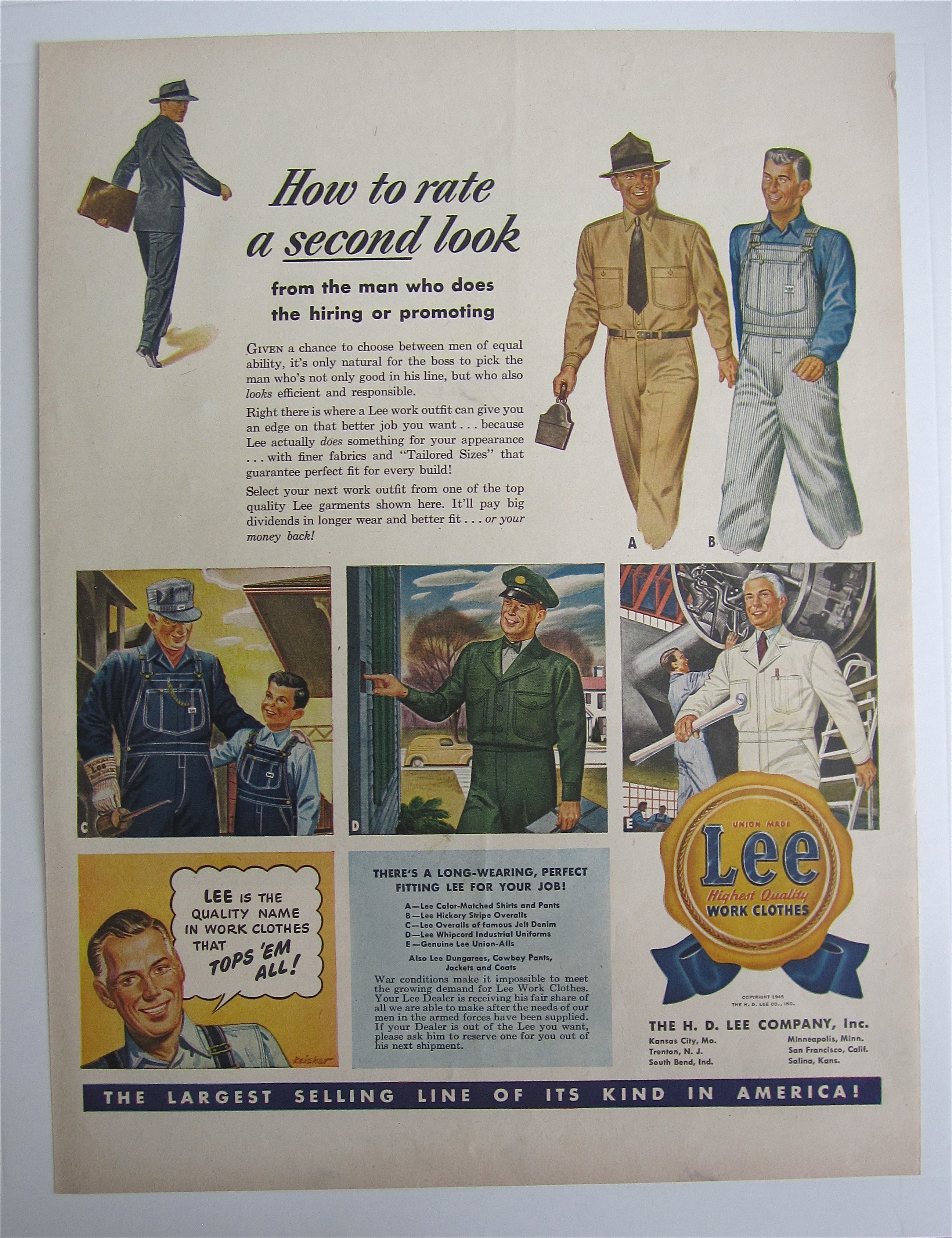 1945 Lee Work Clothes with Different Men Working
