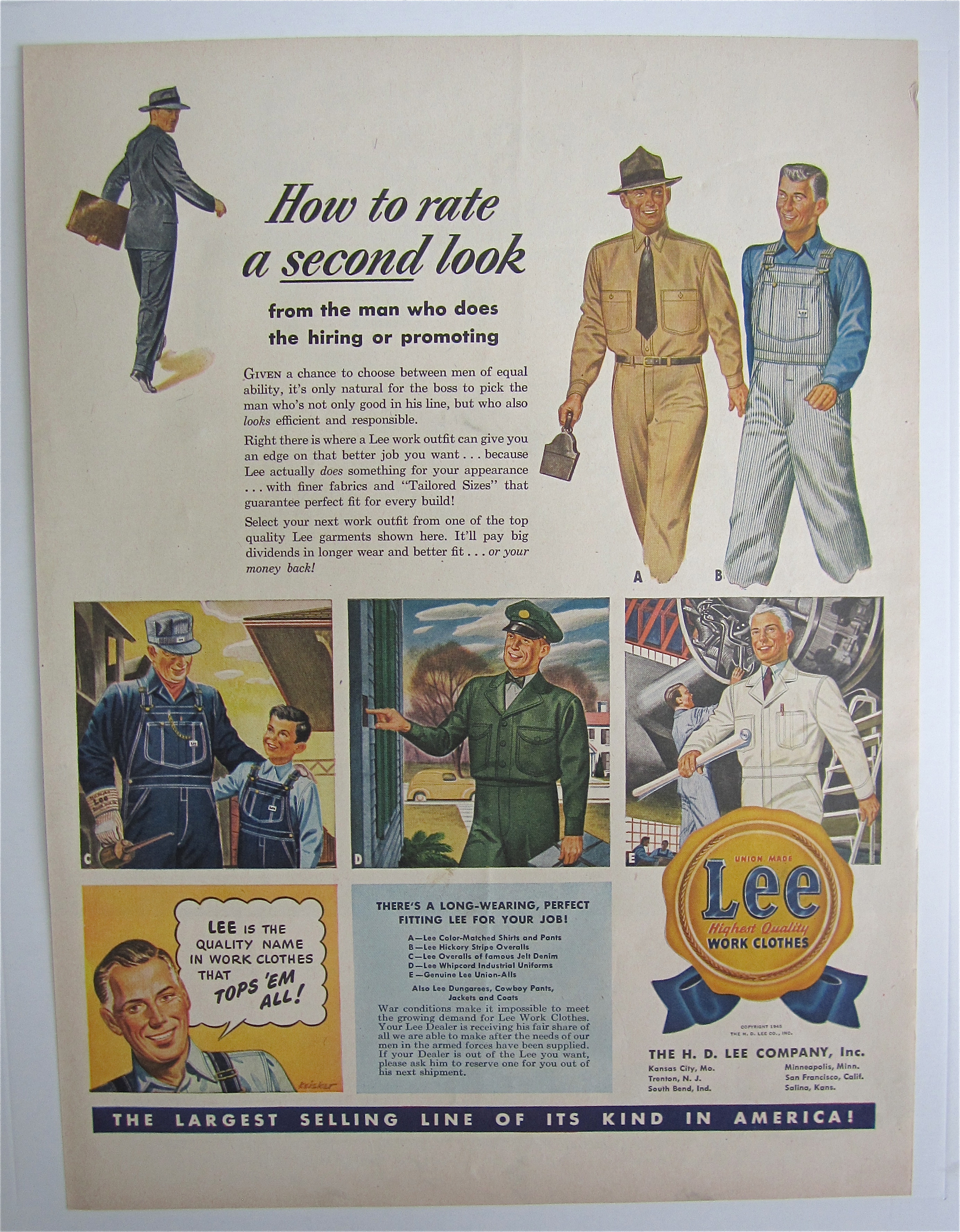 1945 Lee Work Clothes with Different Men Working