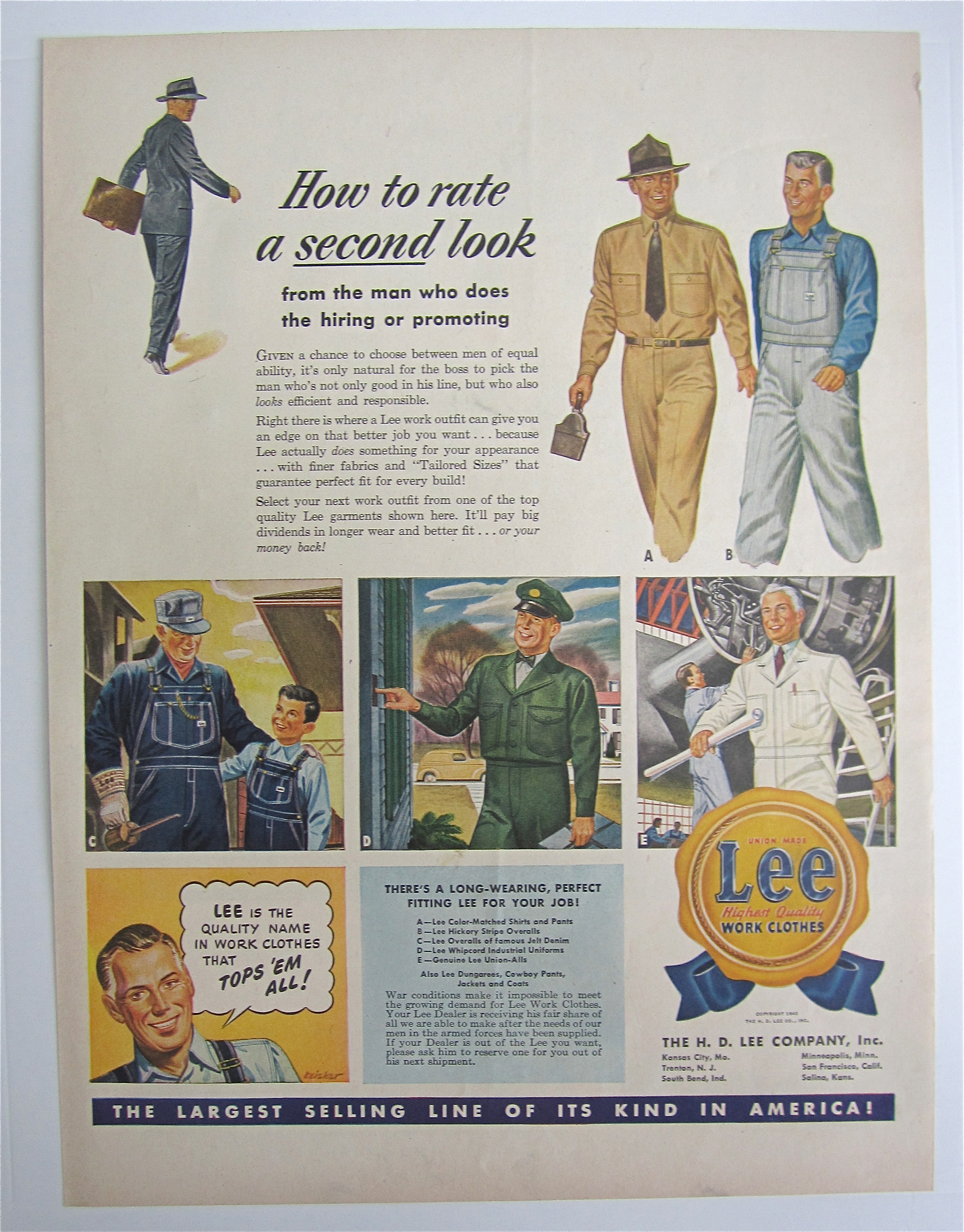 1945 Lee Work Clothes with Different Men Working