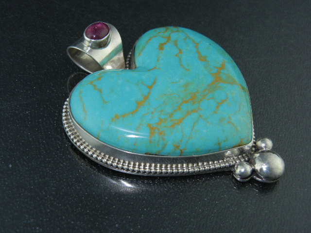 David Troutman Kingman Turquoise Sterling Silver Heart