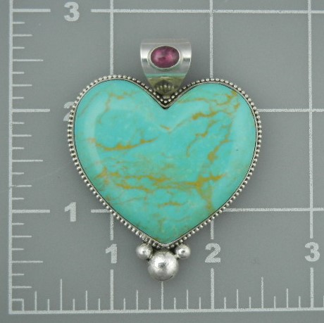 David Troutman Kingman Turquoise Sterling Silver Heart
