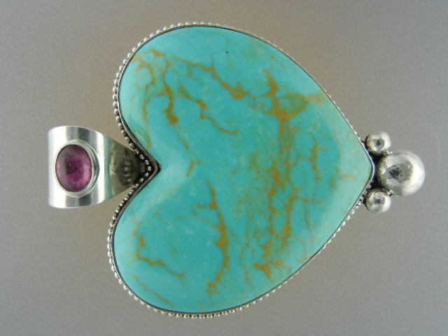 David Troutman Kingman Turquoise Sterling Silver Heart