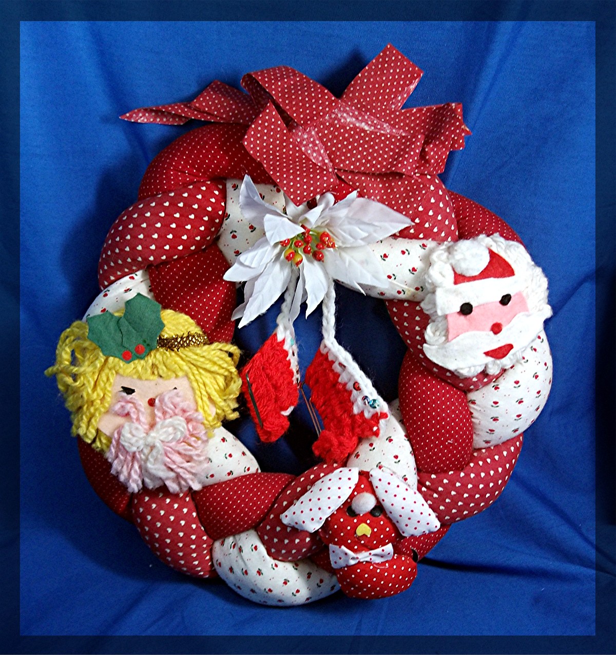 Christmas Pillow  Wreath Handmade Felt Fabric