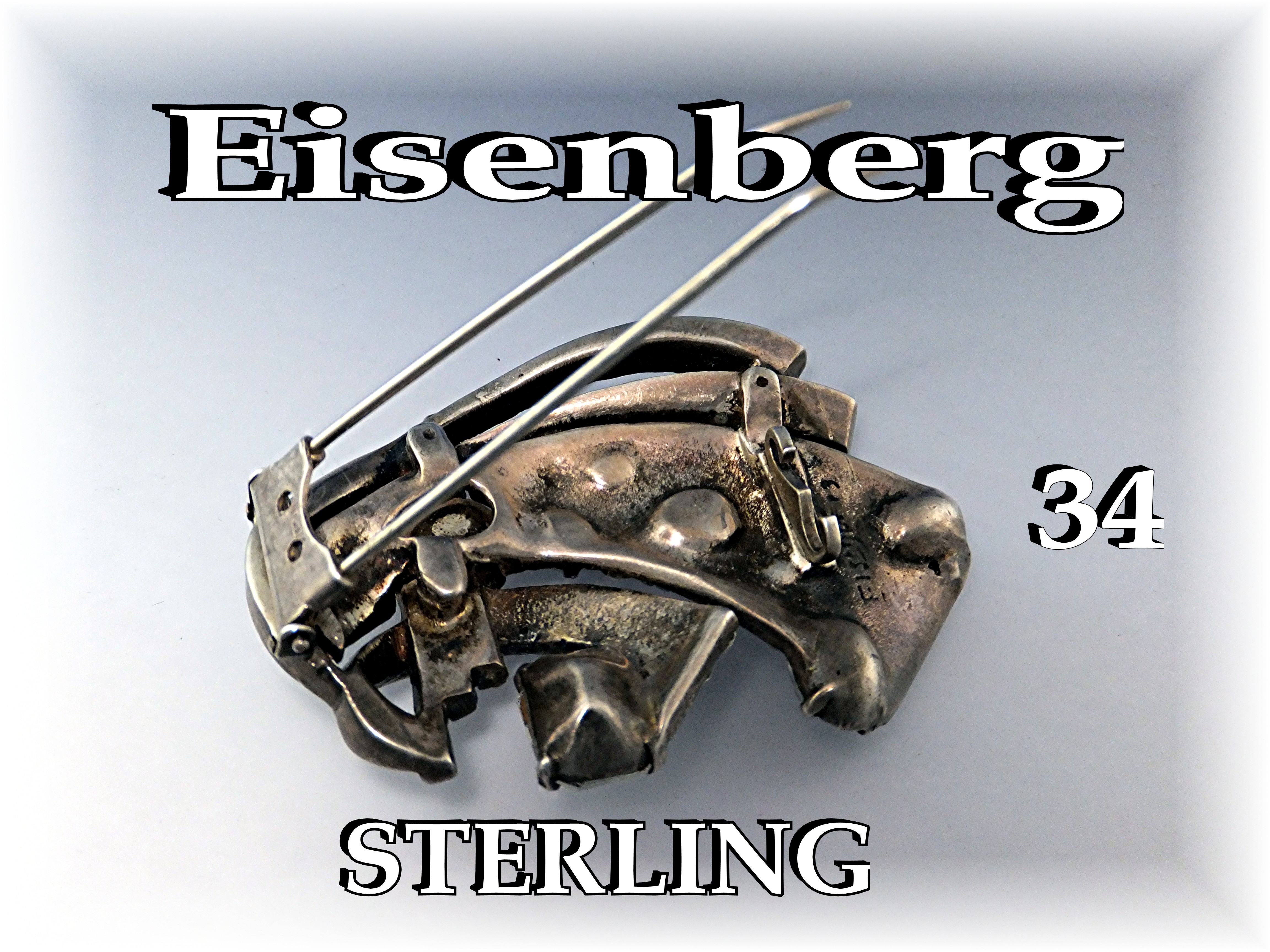 Brooch Fur Clip EISENBERG Sterling Silver Crystal