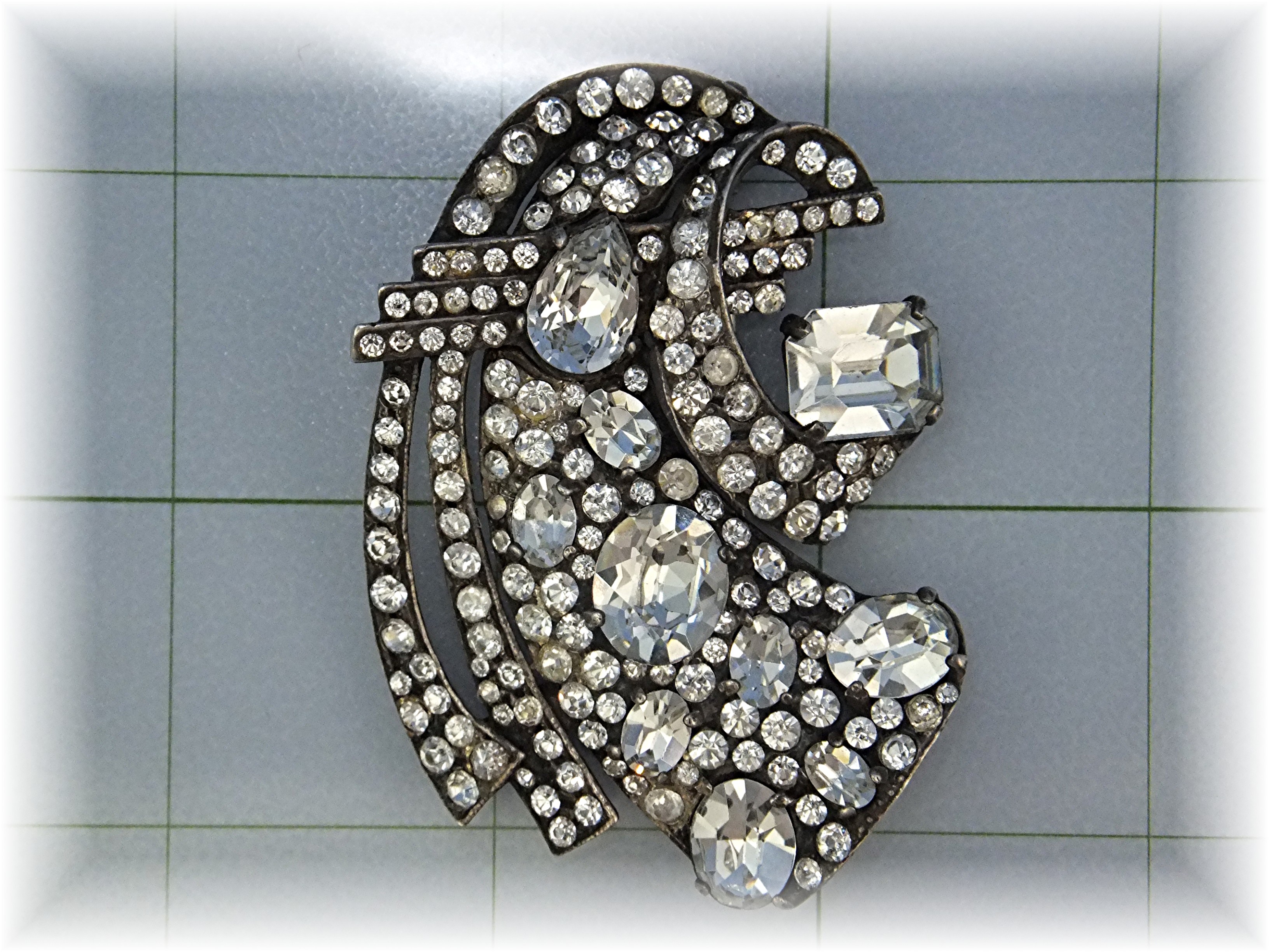 Brooch Fur Clip EISENBERG Sterling Silver Crystal