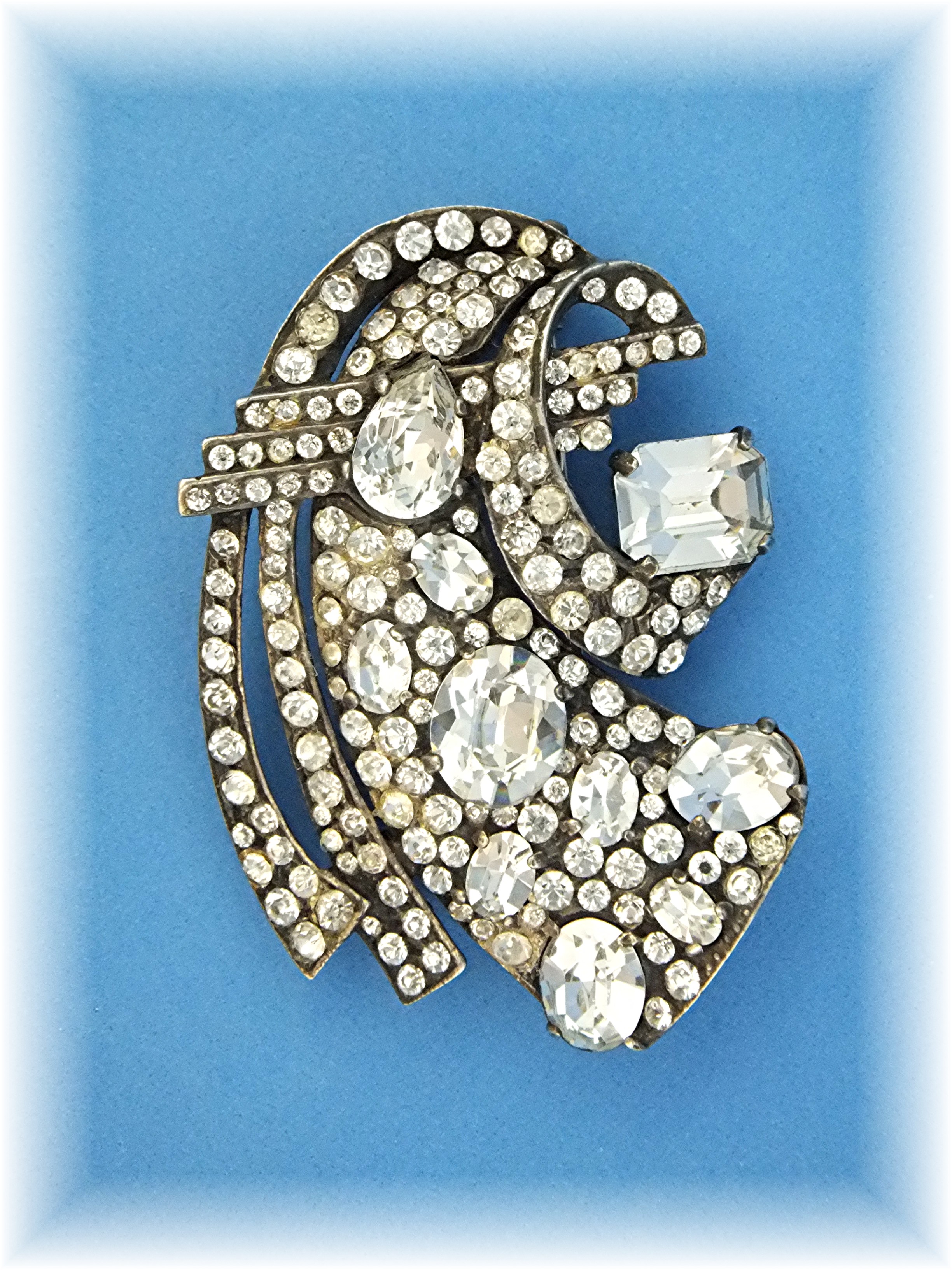 Brooch Fur Clip EISENBERG Sterling Silver Crystal
