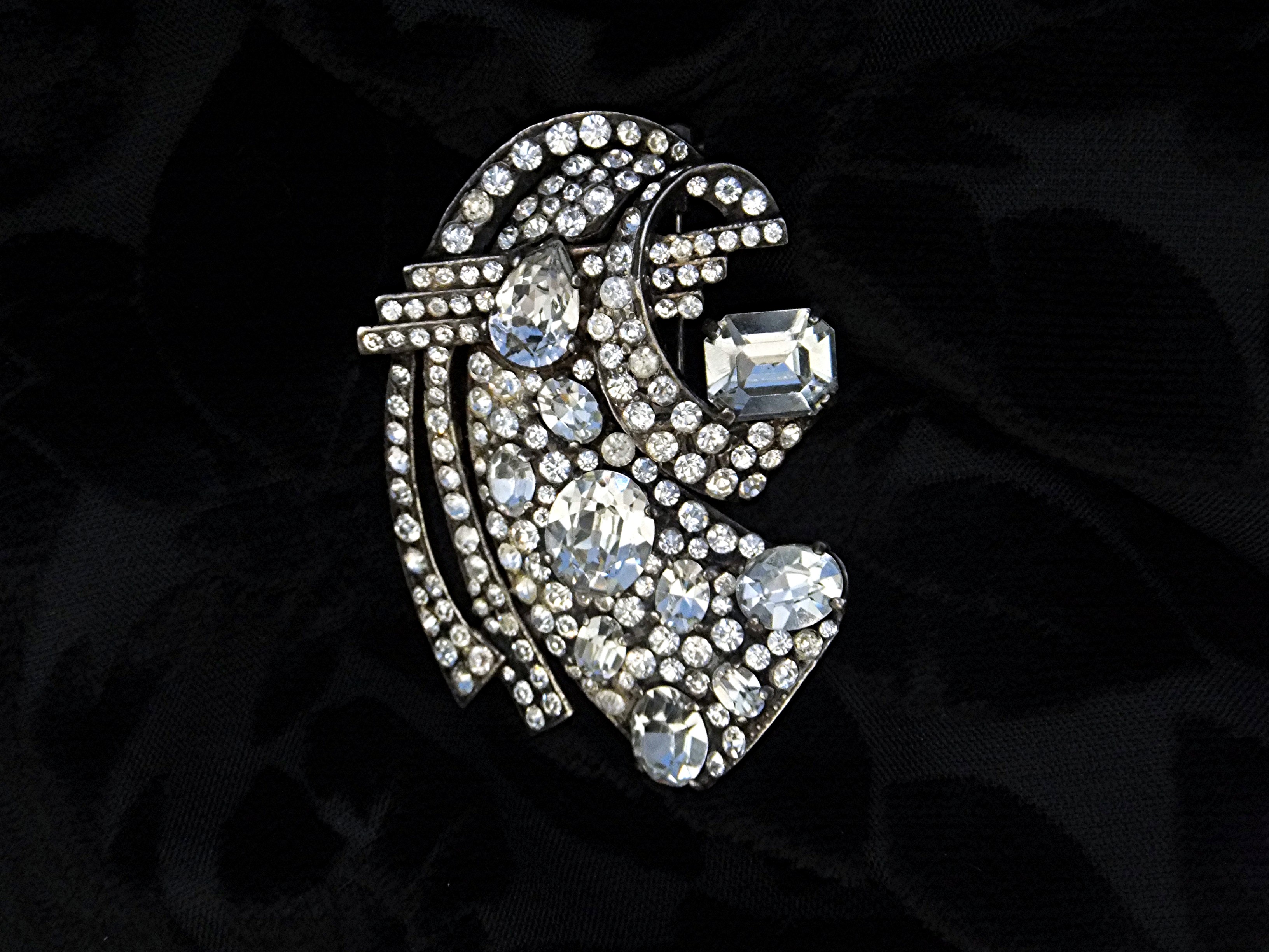 Brooch Fur Clip EISENBERG Sterling Silver Crystal