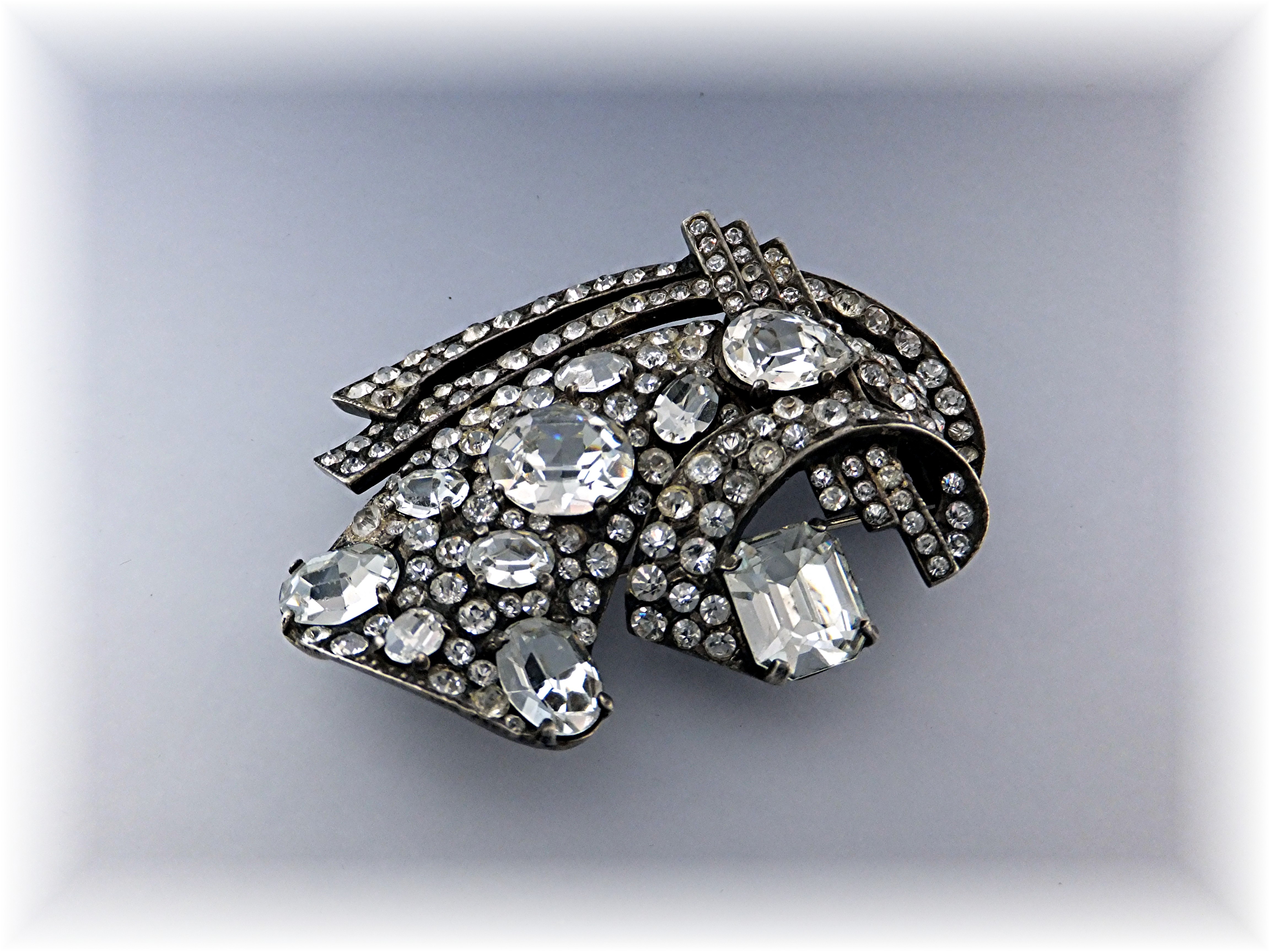 Brooch Fur Clip EISENBERG Sterling Silver Crystal
