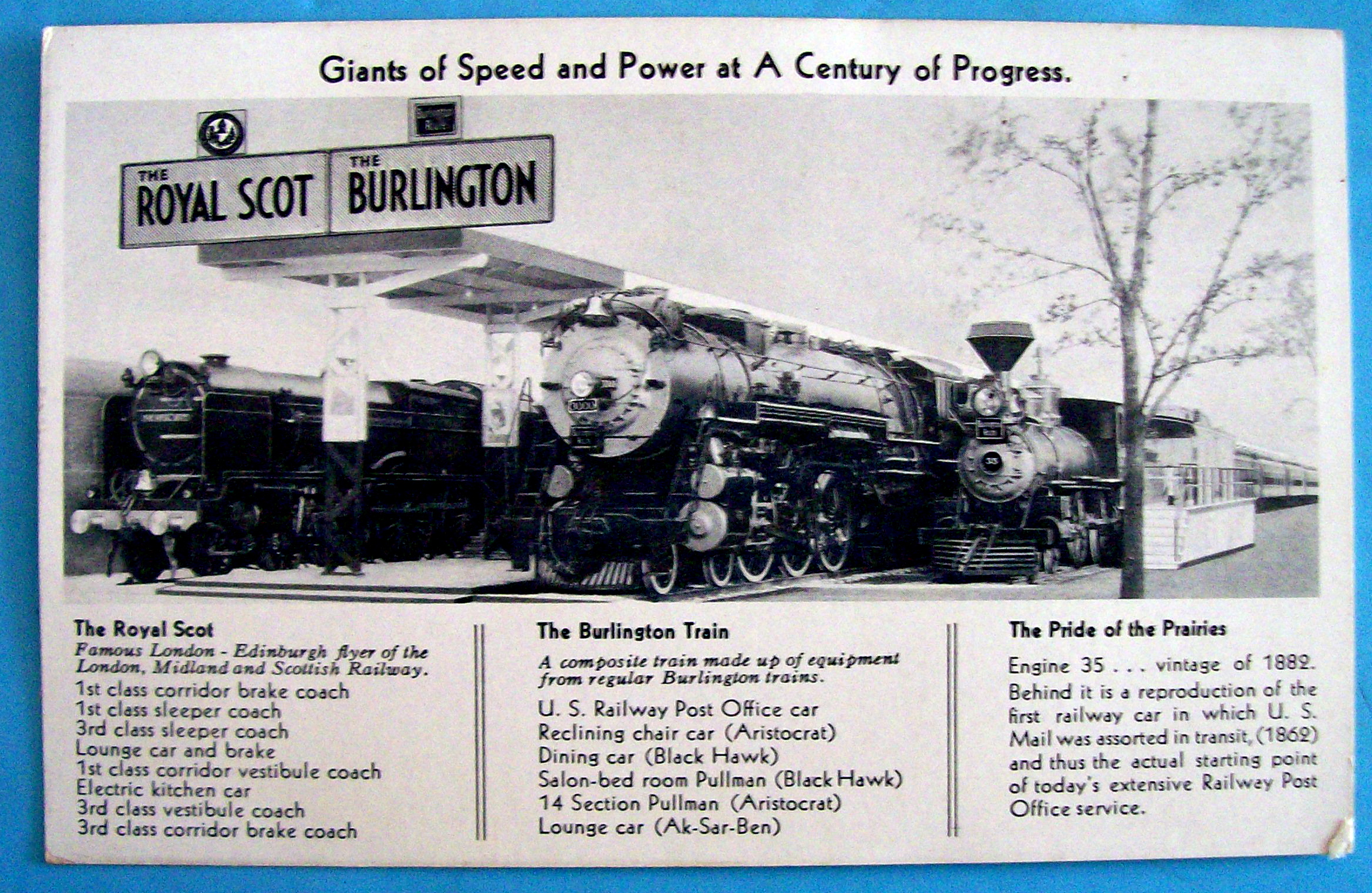 1933 Century of Progress, The Royal Scot Postcard