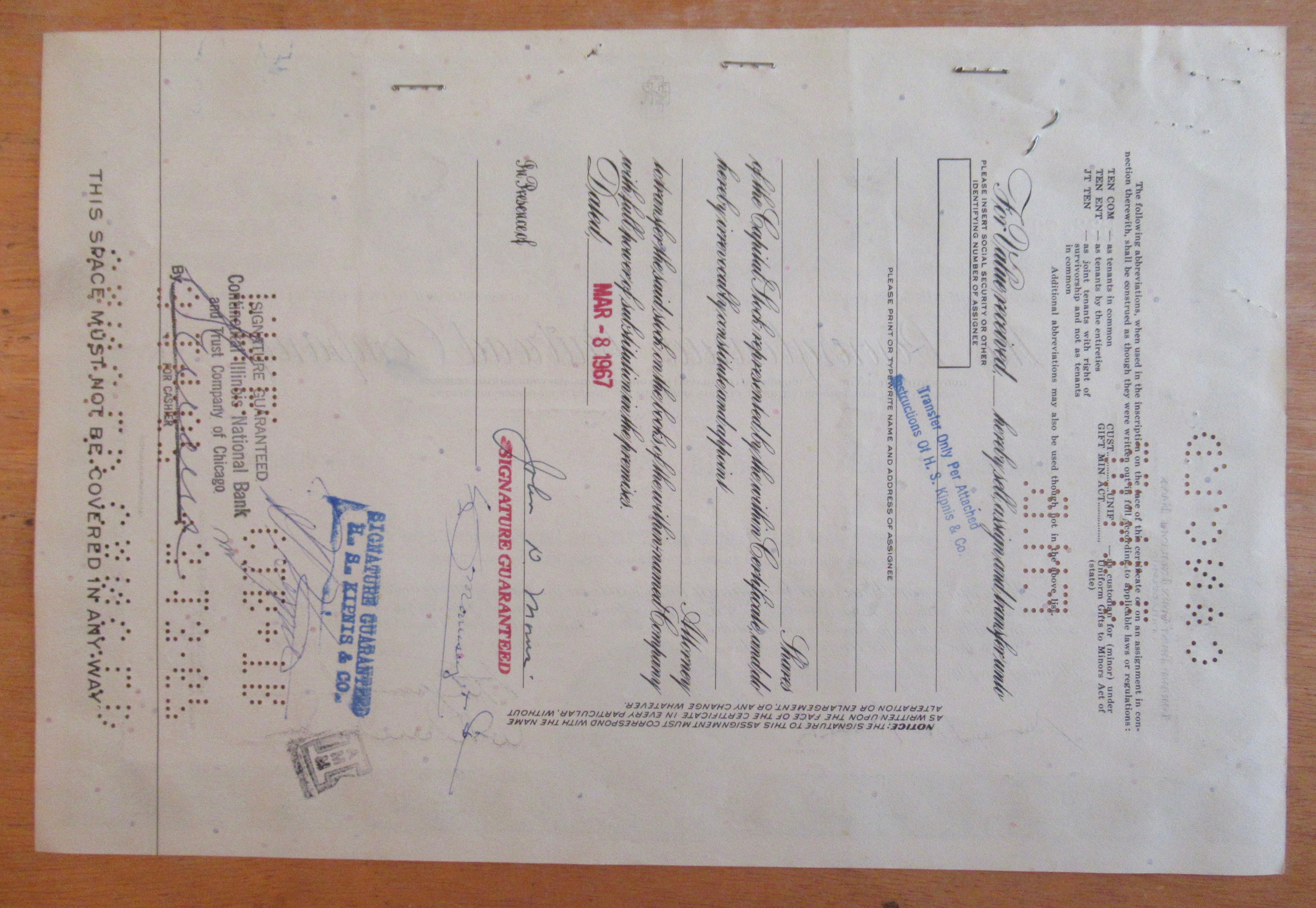 1966 The Pennsylvania Railroad Stock Certificate