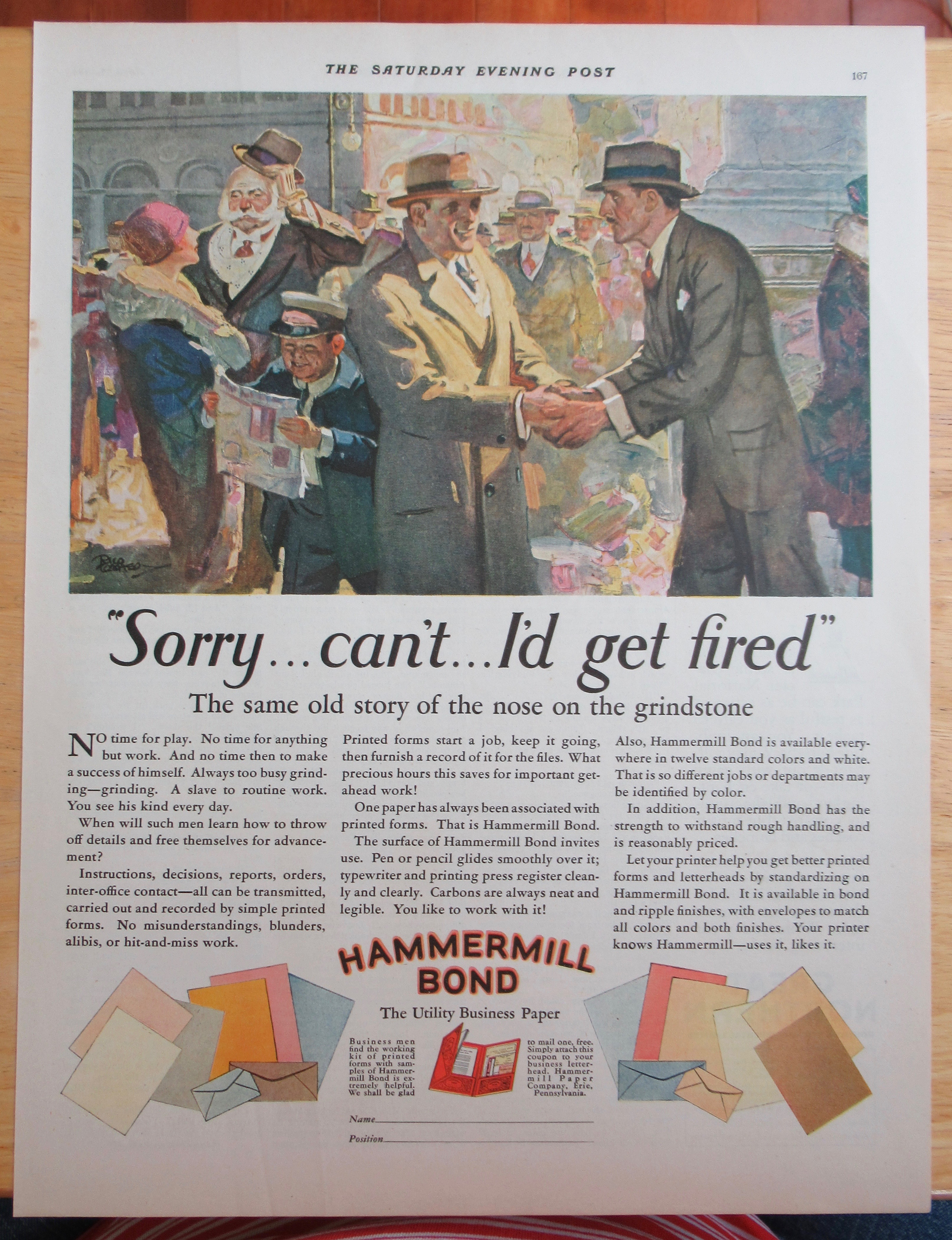 1928 Hammermill Bond Business Paper with Men Talking
