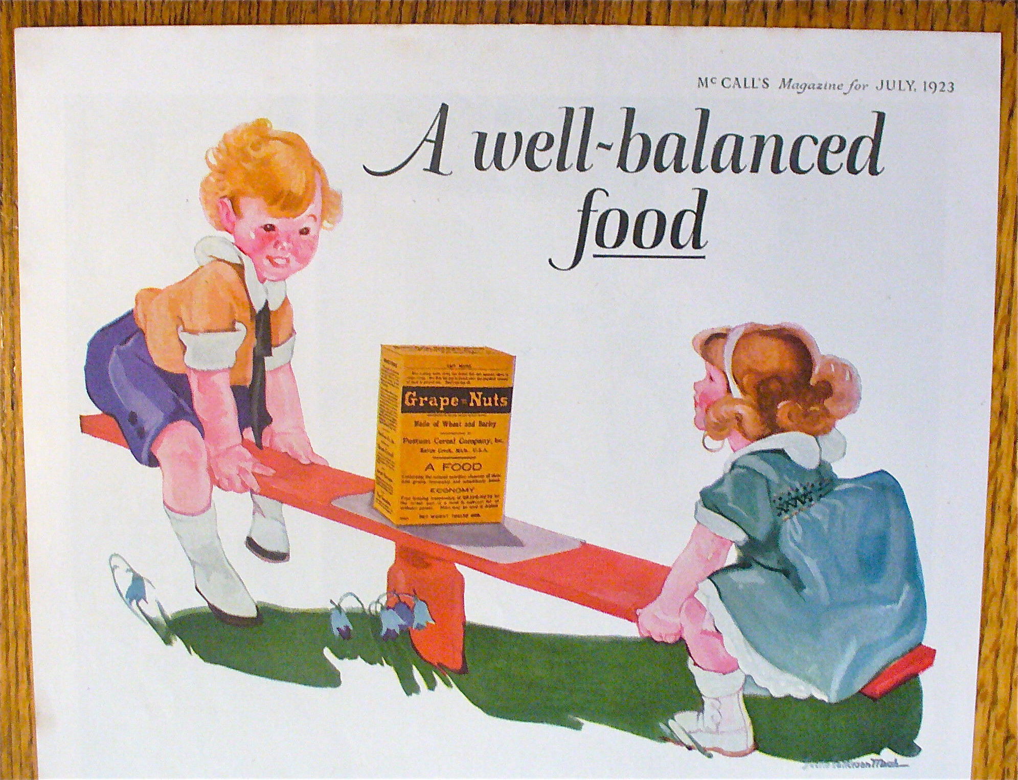 1923 Grape-Nuts Cereal with Children On See-Saw