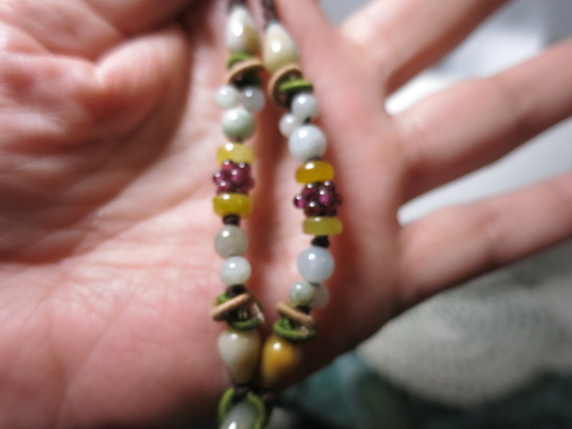 Dragon Carved Jade Pendant Beaded necklace with accent beads