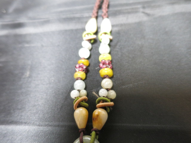 Dragon Carved Jade Pendant Beaded necklace with accent beads