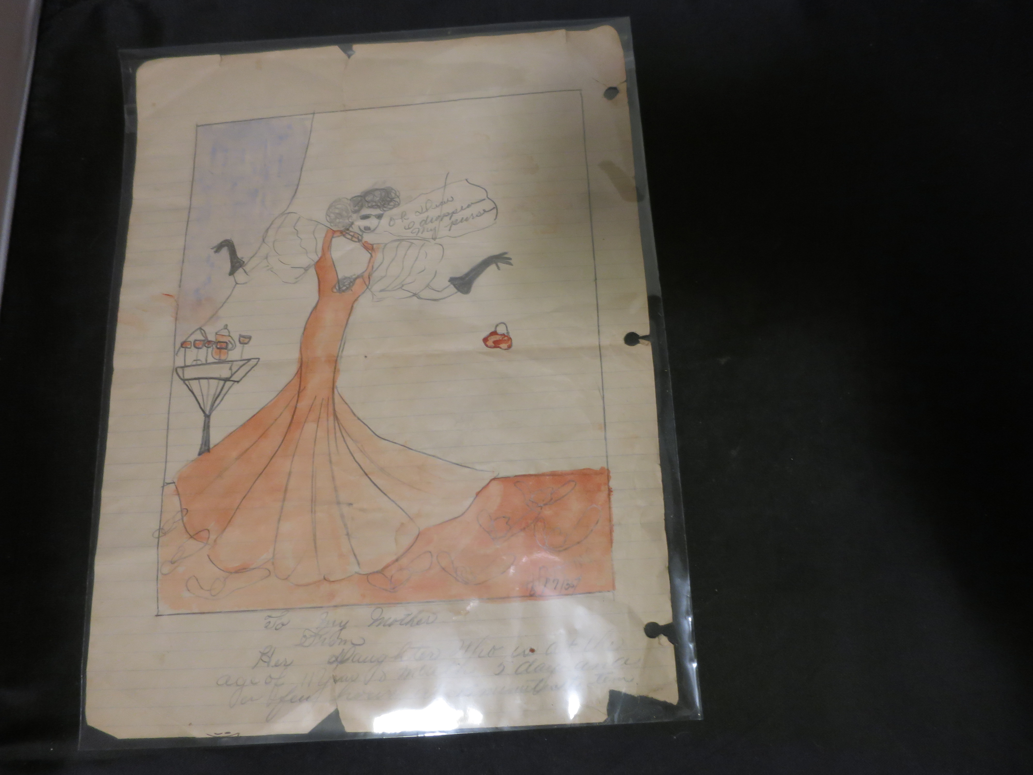 Childs Art drawing Water Color To my Mother 1935 signed