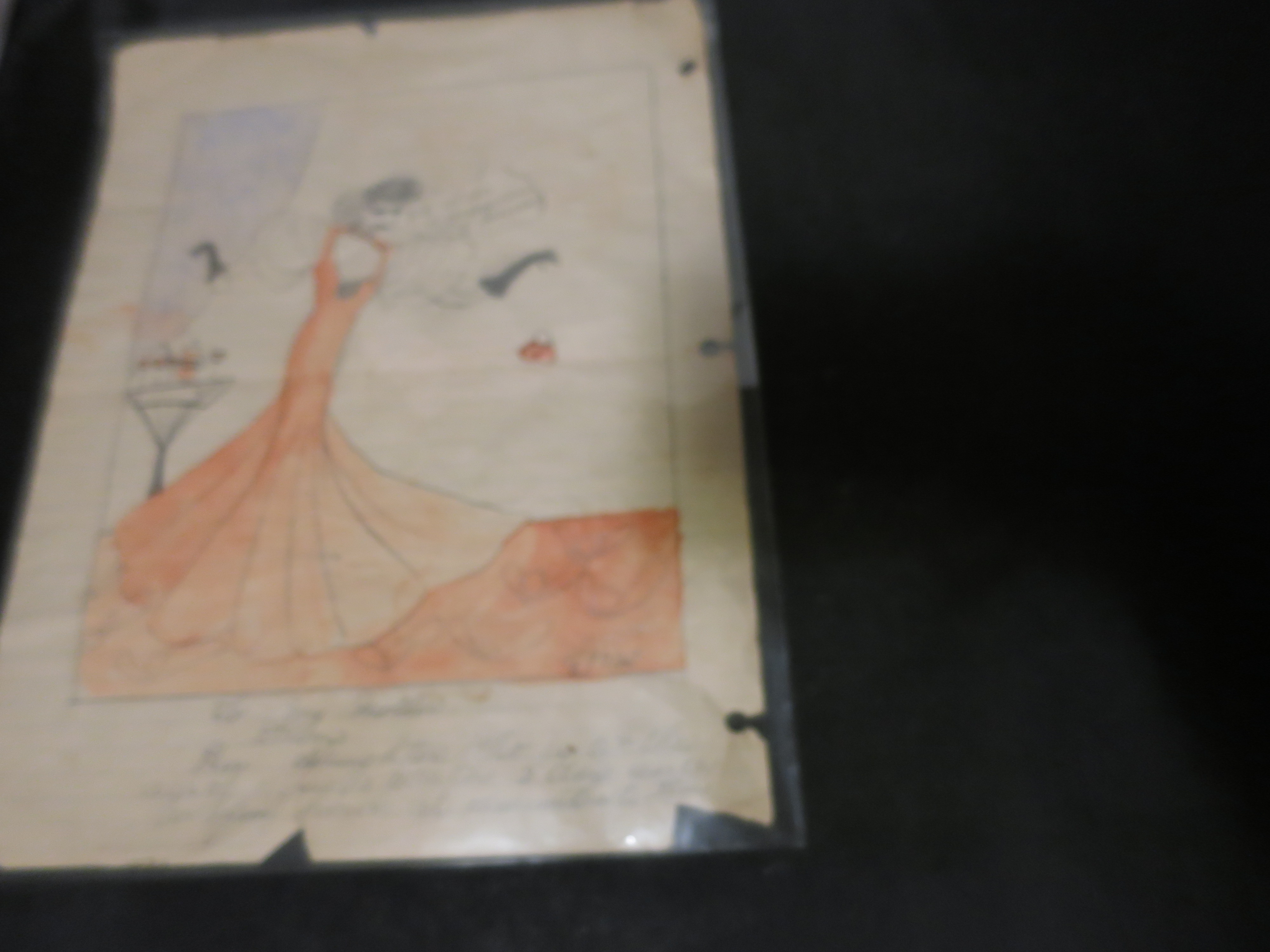 Childs Art drawing Water Color To my Mother 1935 signed
