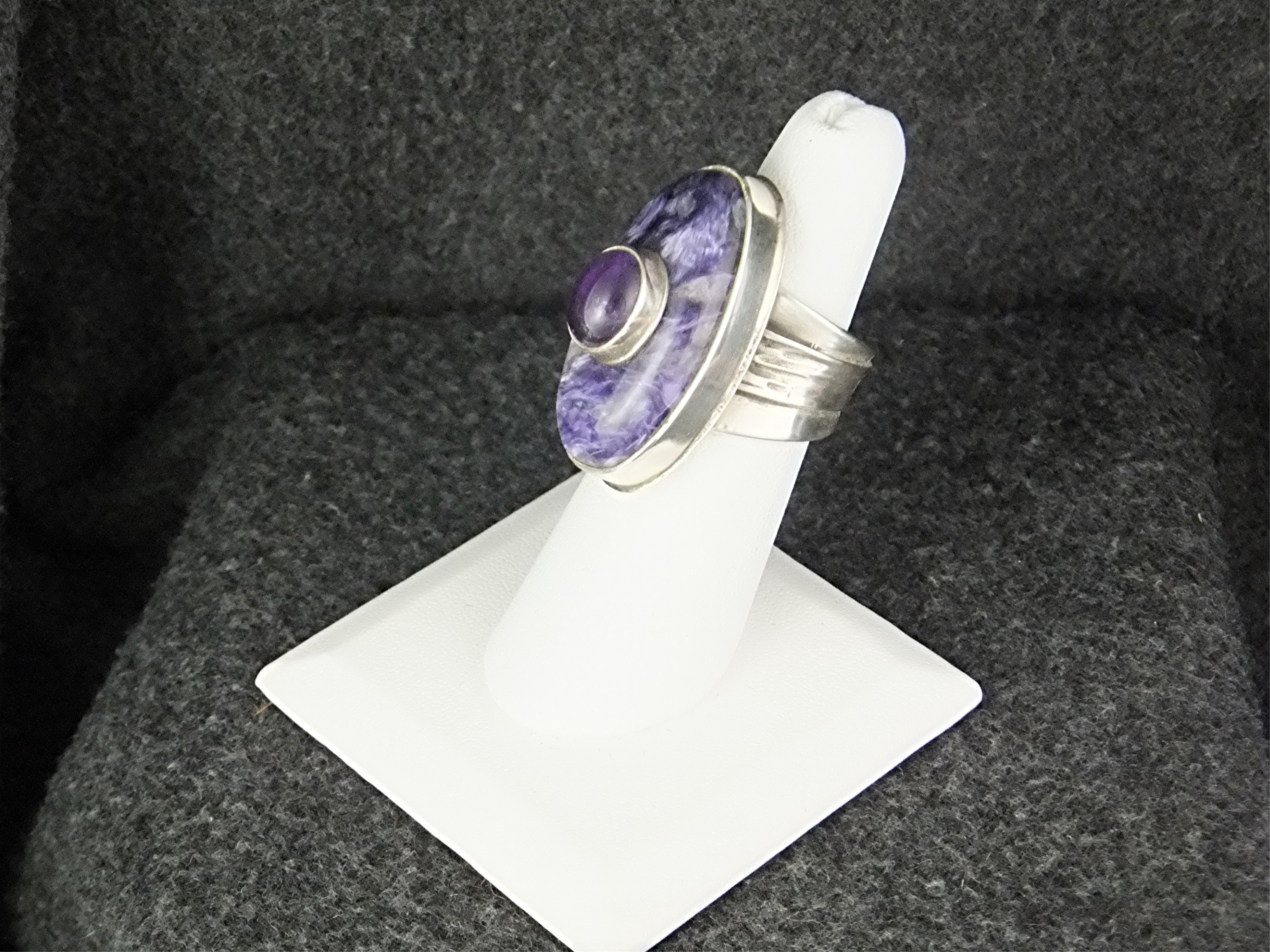David Troutman  Charoite Amethyst Sterling Silver Ring