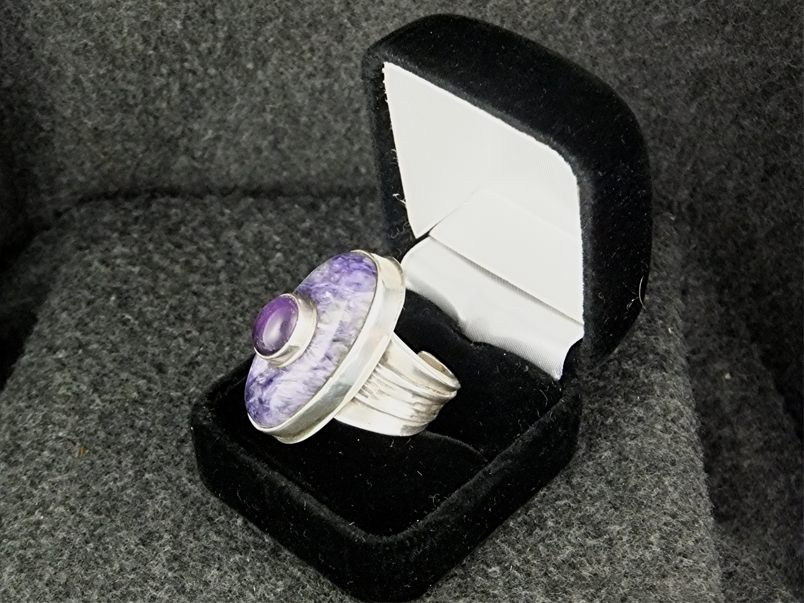 David Troutman  Charoite Amethyst Sterling Silver Ring