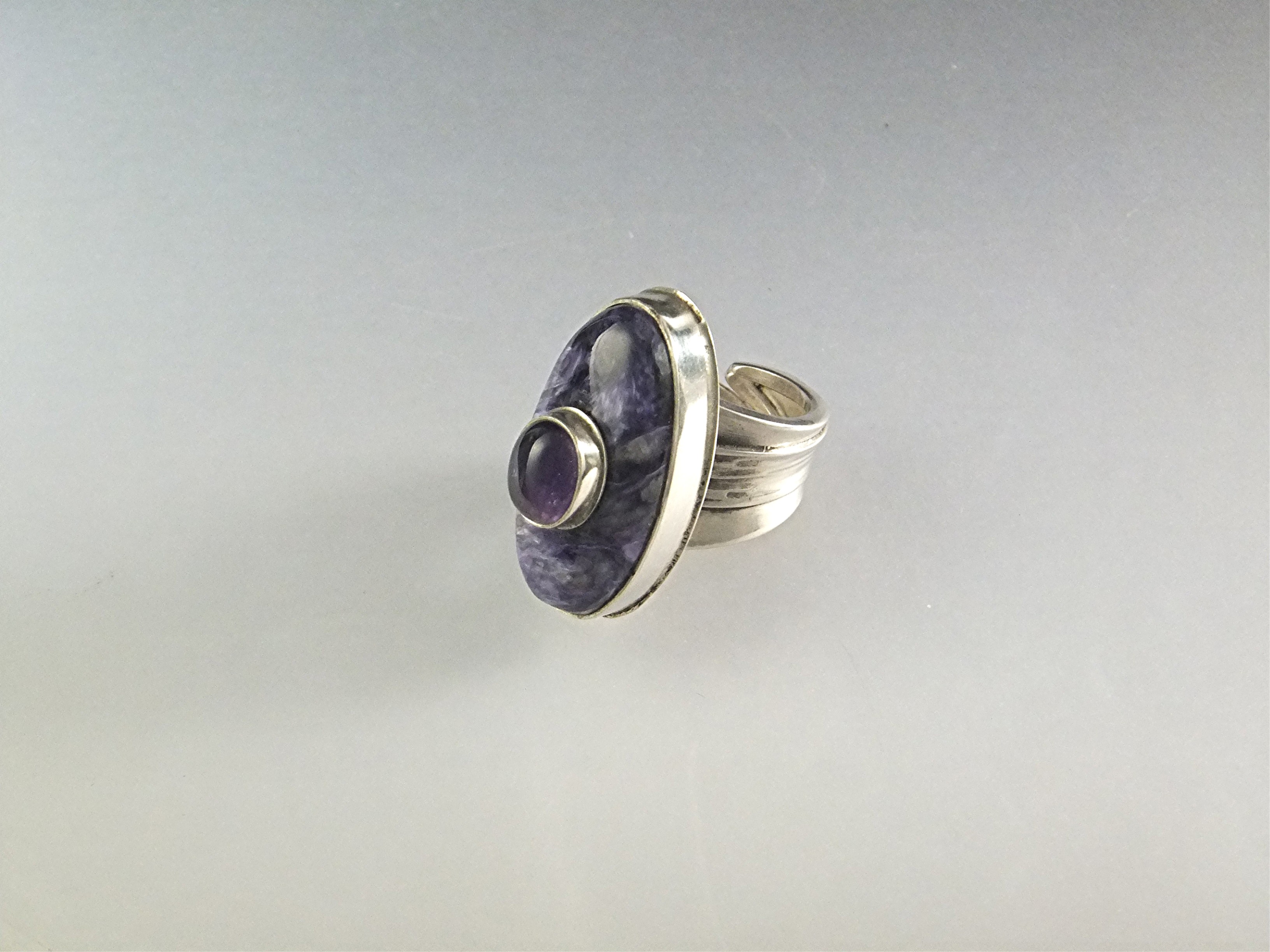 David Troutman Charoite Amethyst Sterling Silver Ring
