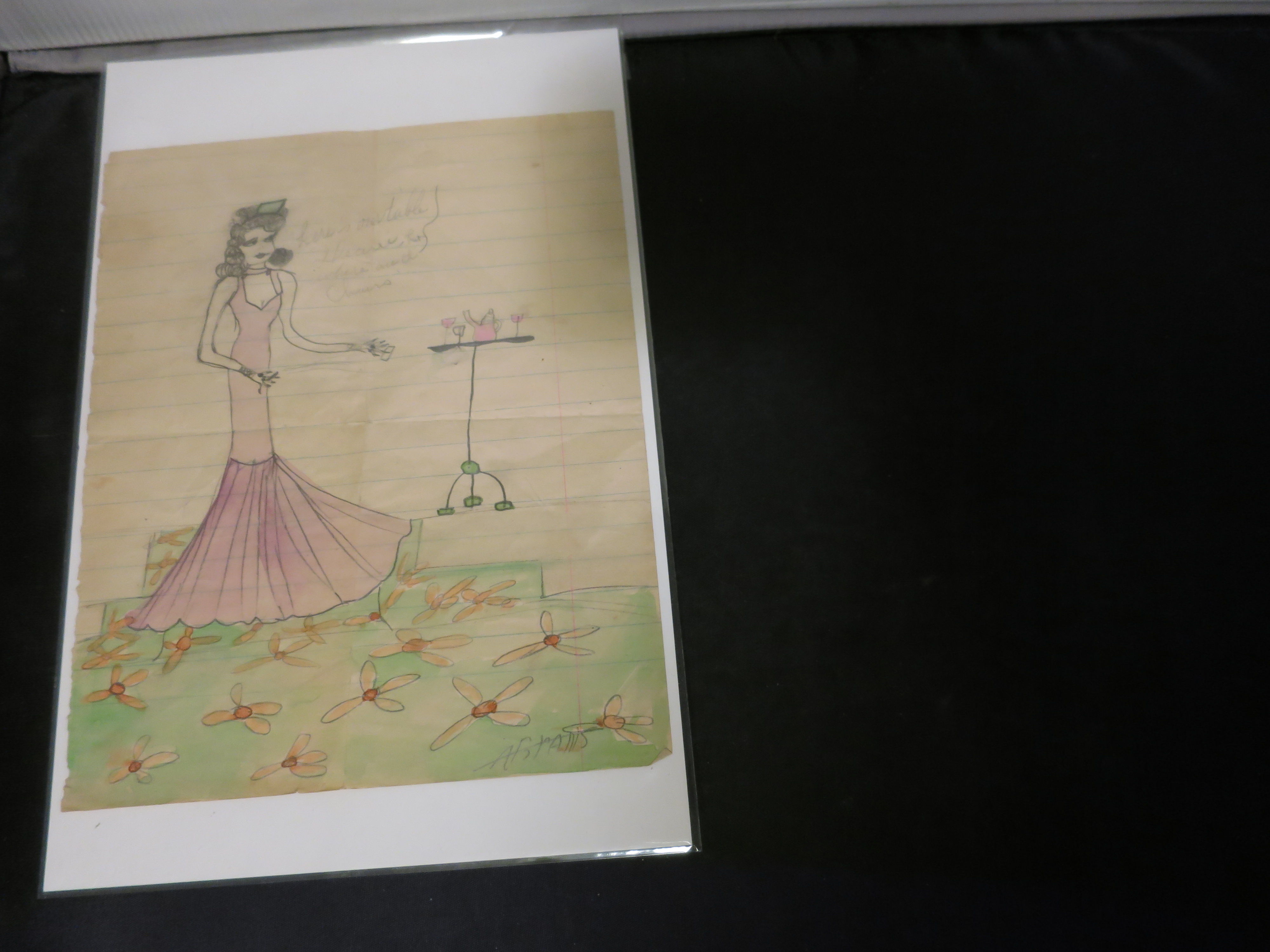 Childs Art drawing Water Color 1935 signed Abrans