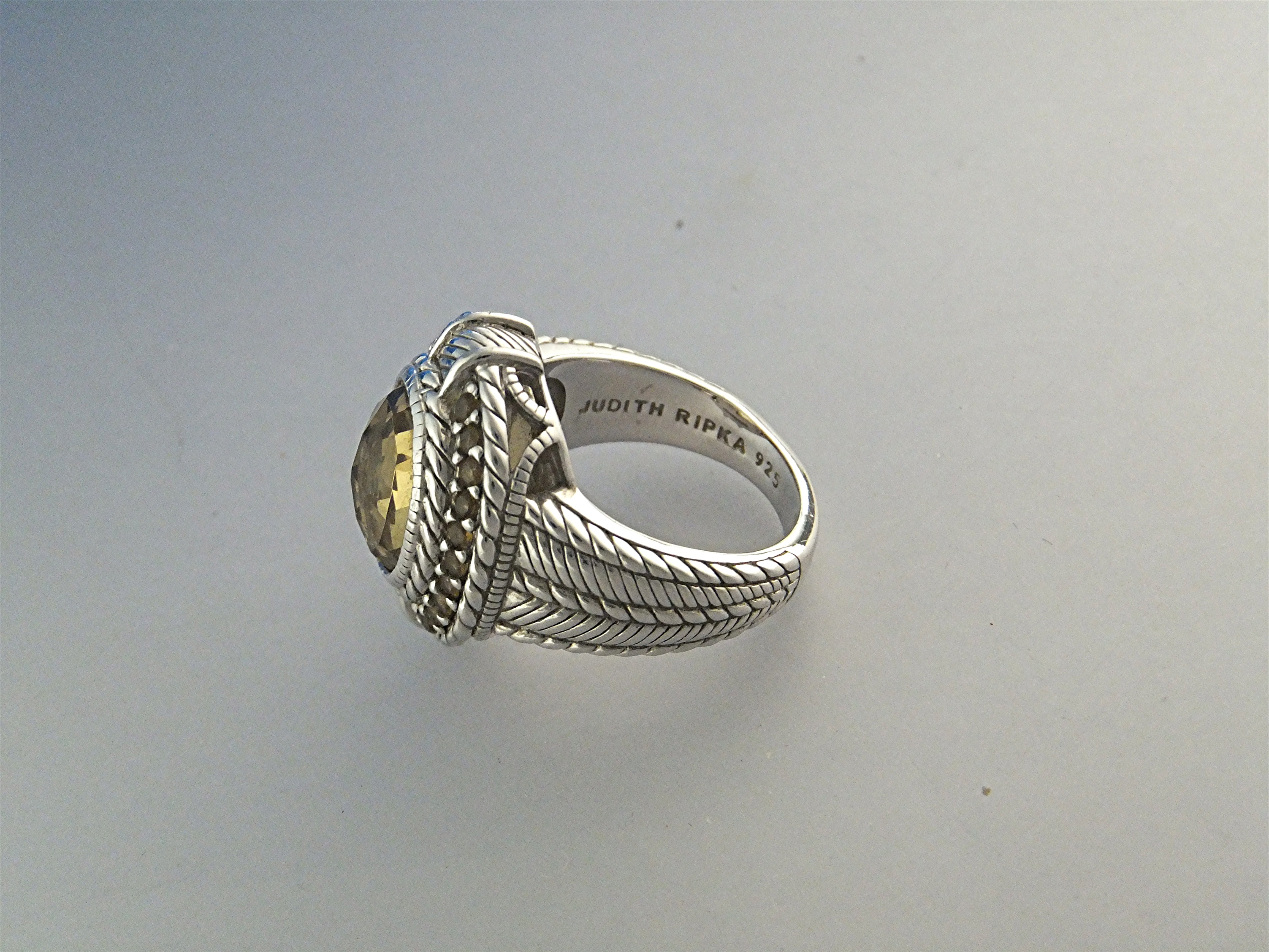 Ring Sterling Silver Citrine and CZ Judith Ripka