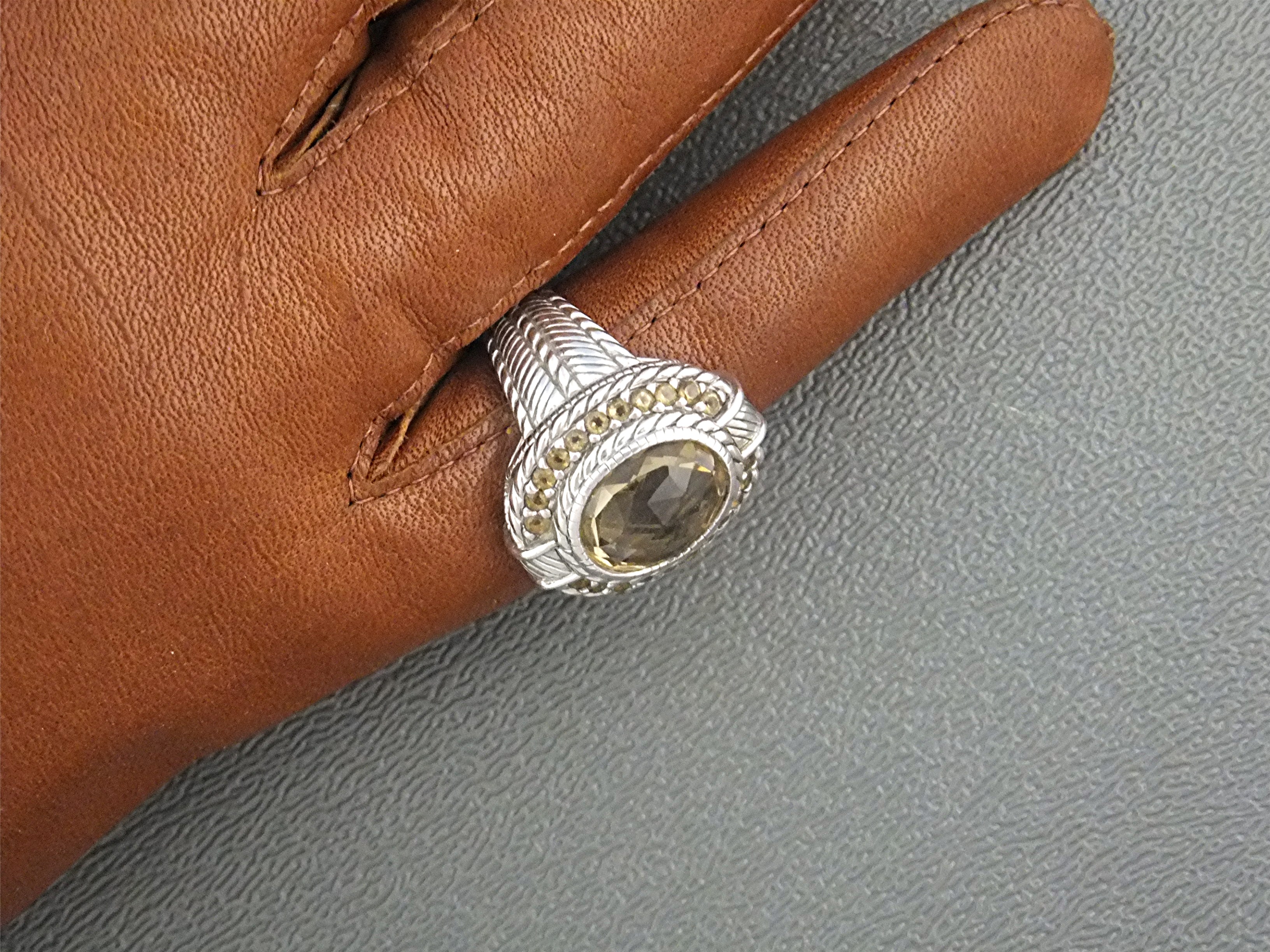 Ring Sterling Silver Citrine and CZ Judith Ripka