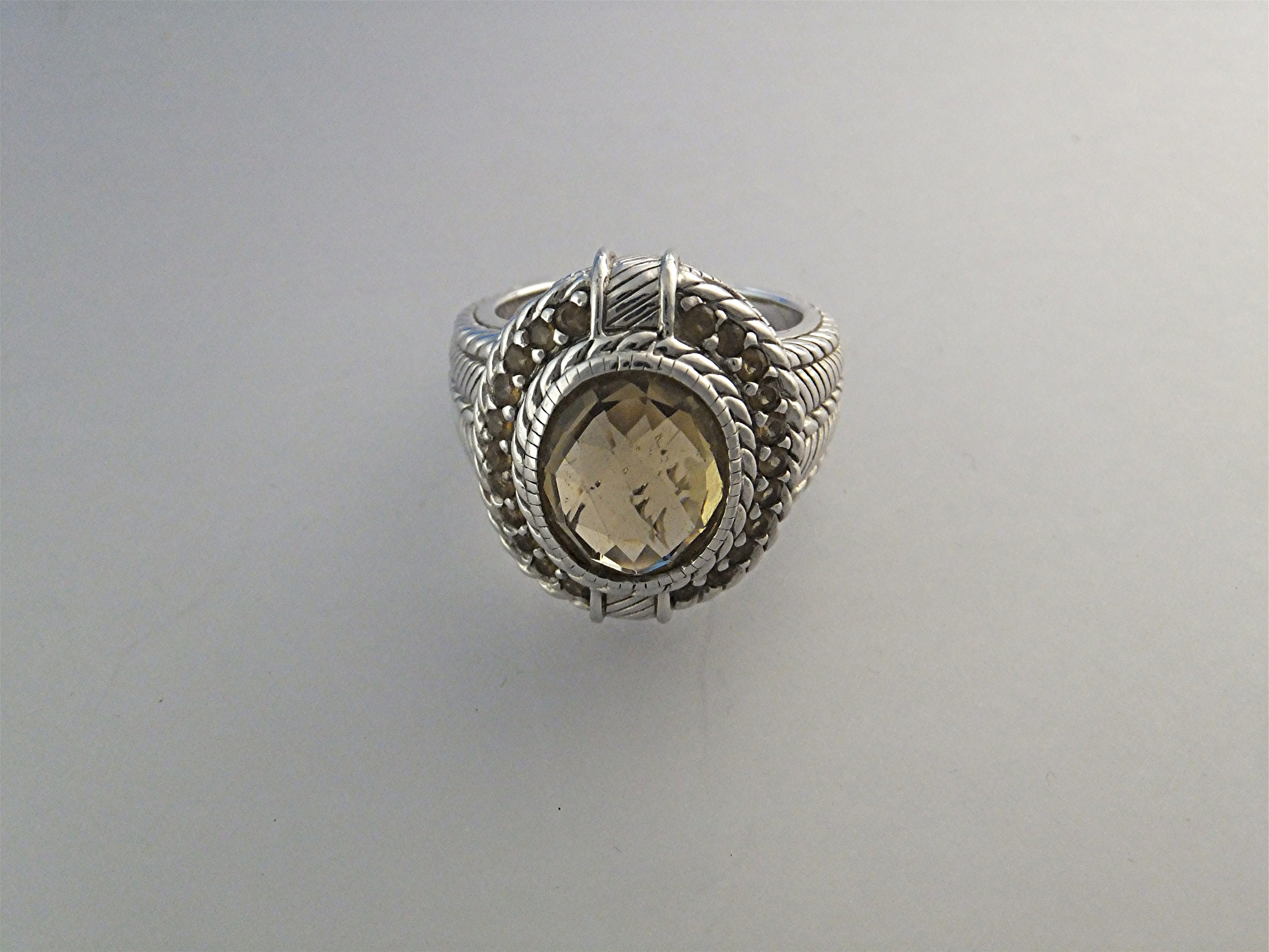 Ring Sterling Silver Citrine and CZ Judith Ripka