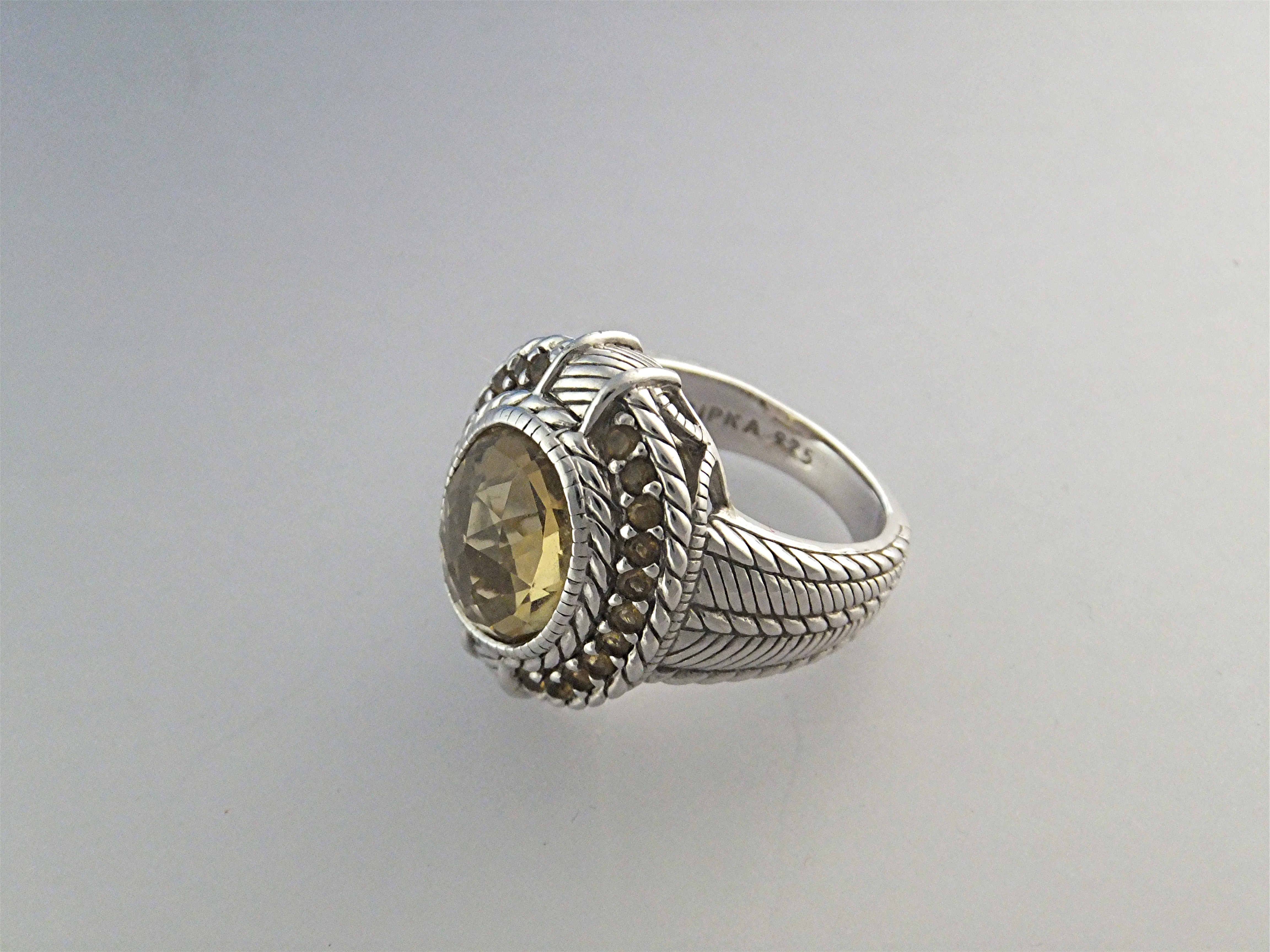 Ring Sterling Silver Citrine and CZ Judith Ripka