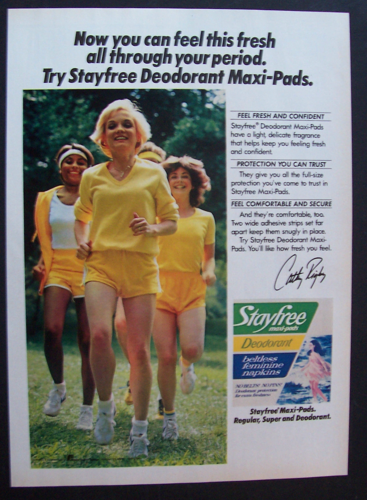 1981 Stayfree Feminine Napkins w/ Cathy Rigby