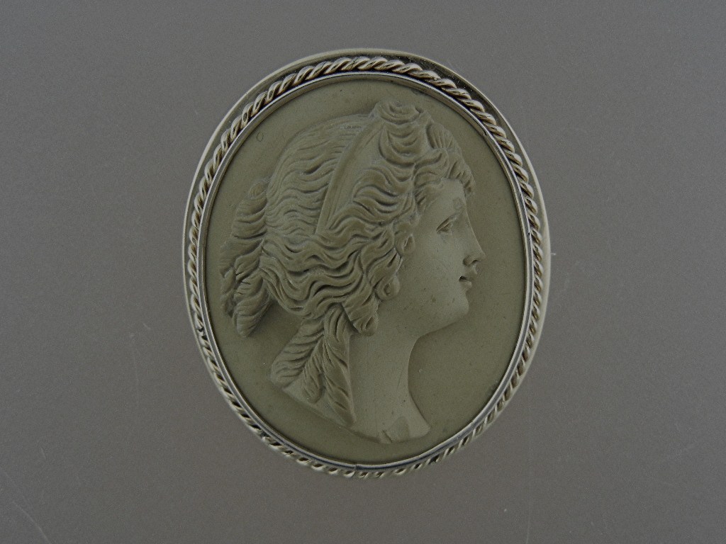 Brooch Pin 14K Gold  Surround Lava Cameo